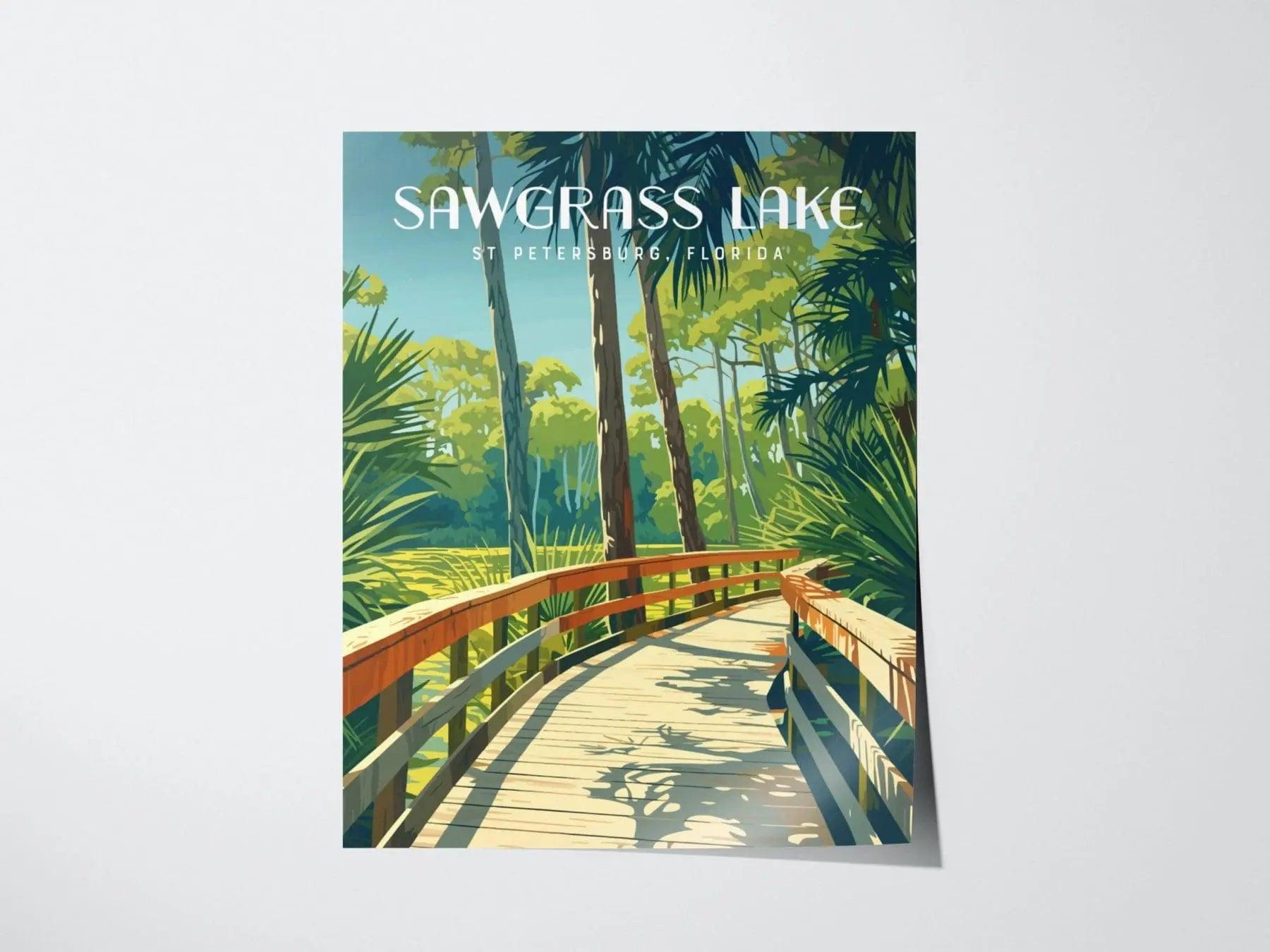 Sawgrasss Lake Park, St. Petersburg, Florida Framed Wall Art, St Pete Maple Swamp Nature Poster Design Travel Print Gulf Home Decor Set - Swell Scenes