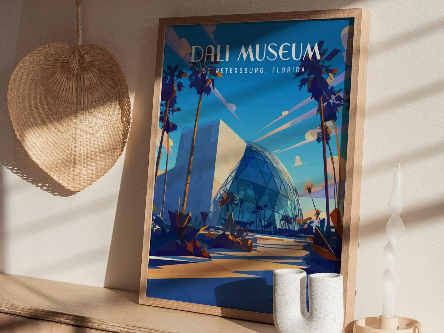 Salvador Dali Museum, St. Petersburg, Florida Framed Wall Art, St Pete Attractions Poster Design Travel Artwork Print Gulf Home Decor Set - Swell Scenes