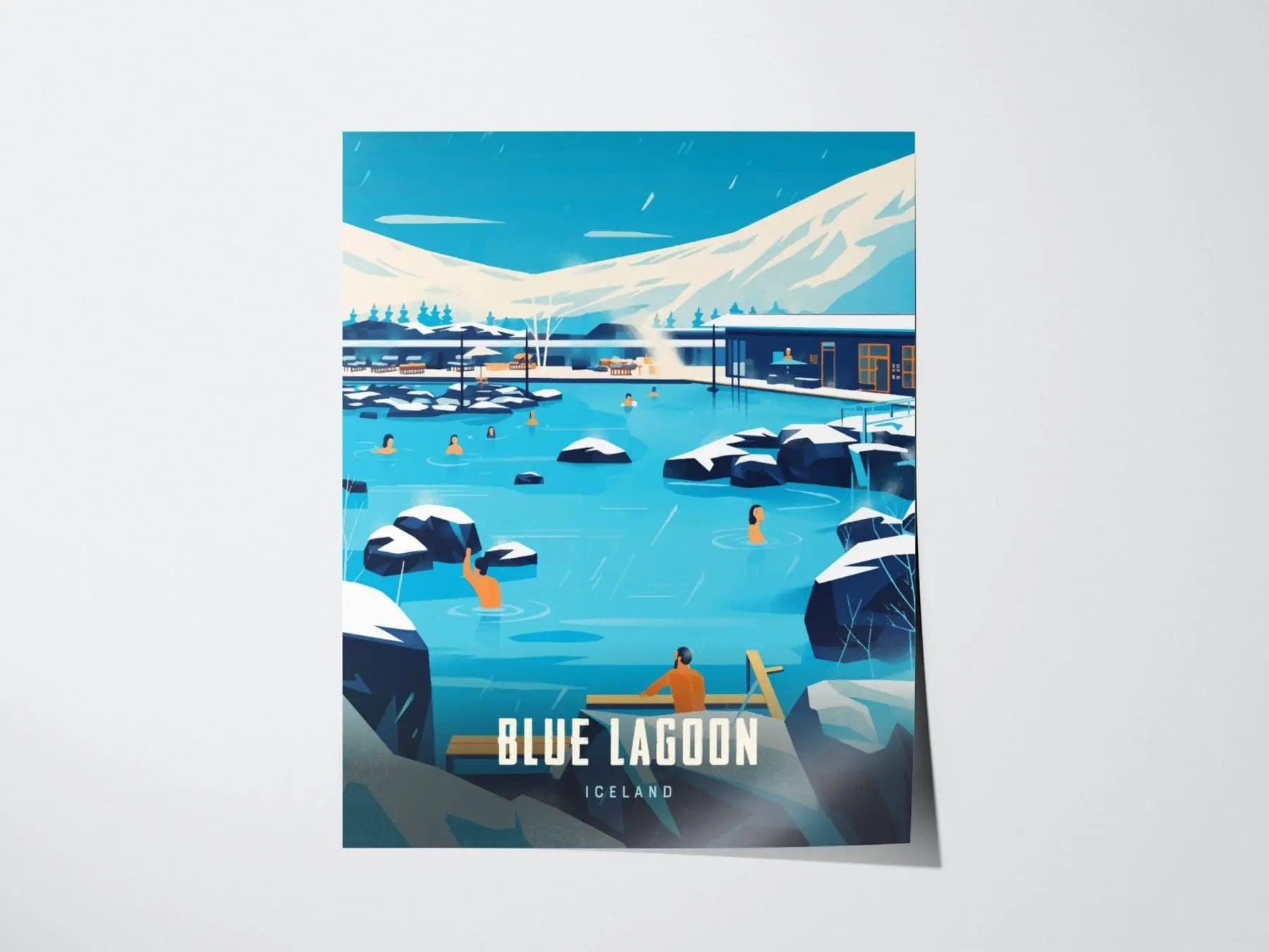Iceland Blue Lagoon Travel Poster Wall Art, Iceland Blue Lagoon Poster, Reykjavík, Iceland Travel Print, Blue Lagoon Oasis Airbnb Decor Art - Swell Scenes