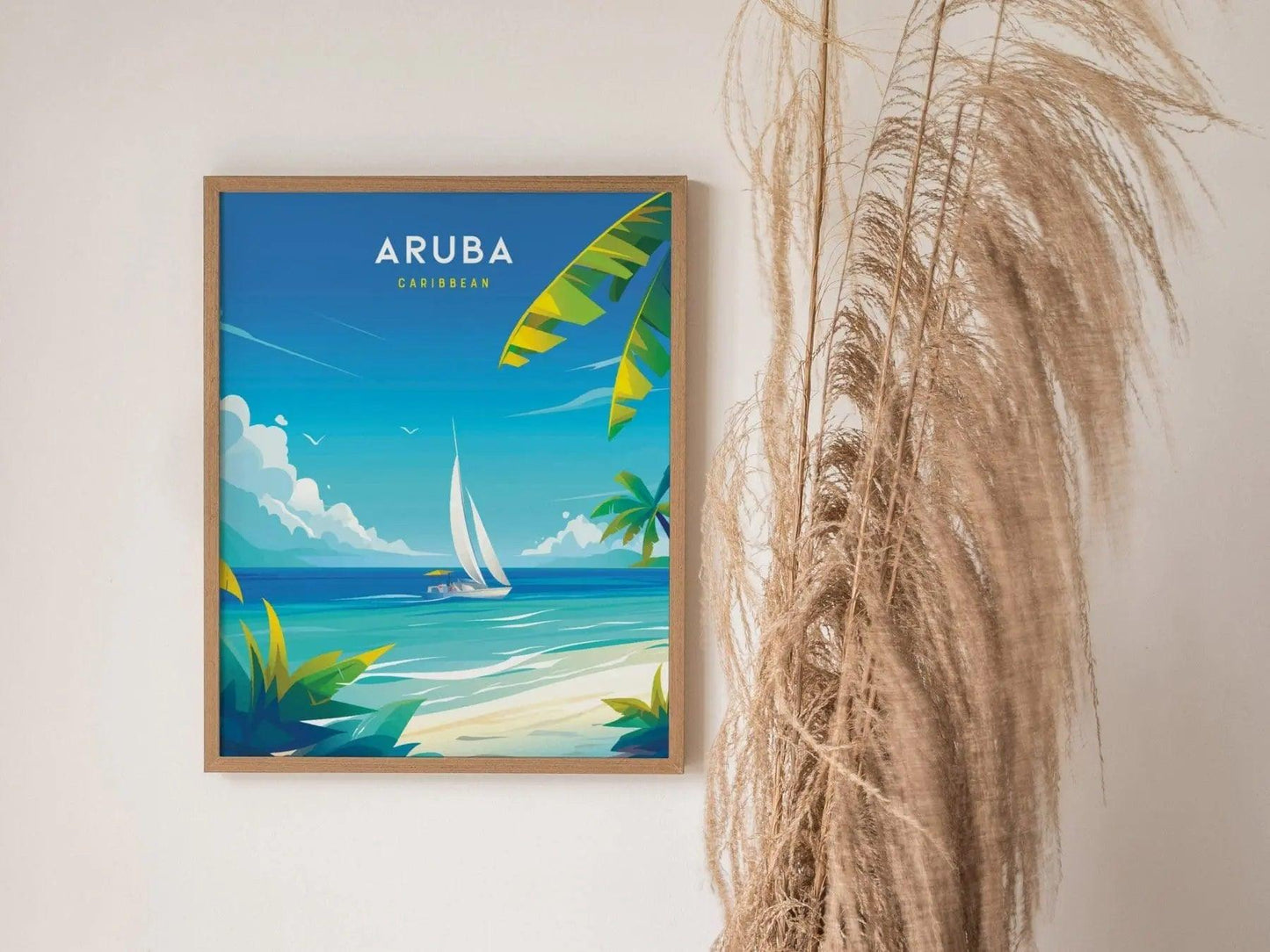 Aruba Travel Poster, Aruba Caribbean Poster Print, Aruba Caribbean Custom travel Poster, Personalized Travel Poster, Wedding Gift Decor - Swell Scenes