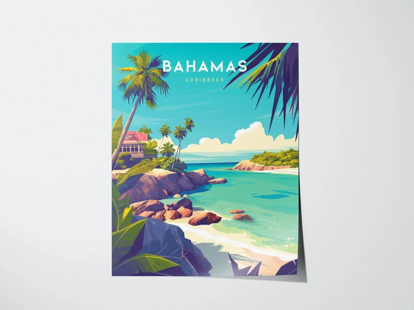 Bahamas Travel poster, Bahamas Caribbean Poster Print, Bahamas Custom Travel Print, Personalized Travel Poster, Wedding and Anniversary Gift - Swell Scenes