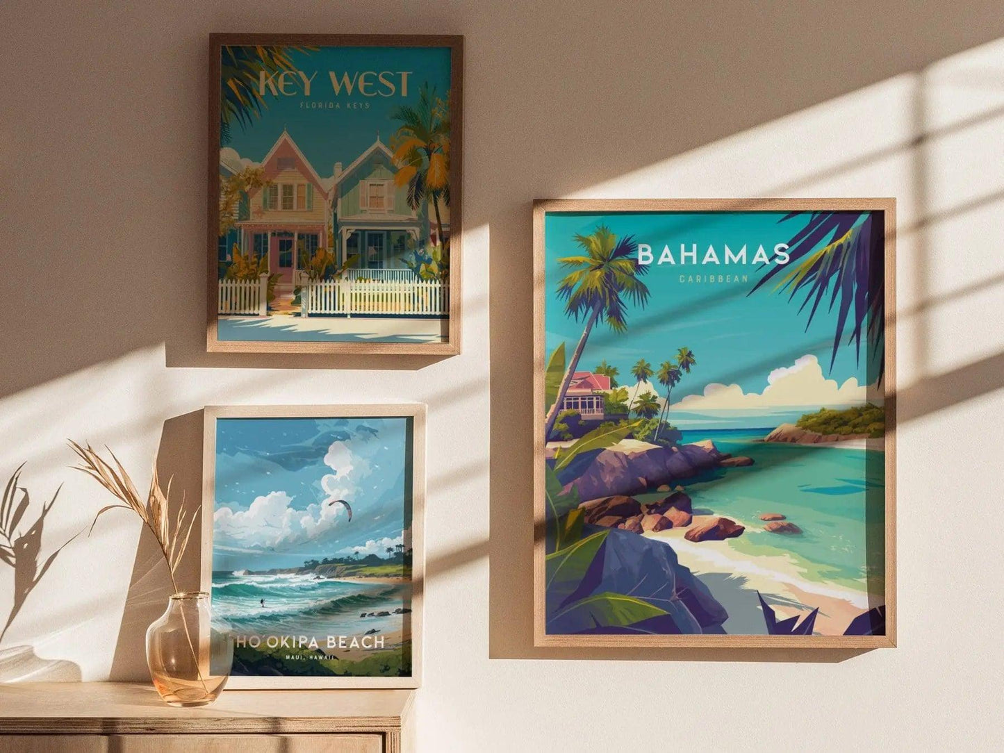 Bahamas Travel poster, Bahamas Caribbean Poster Print, Bahamas Custom Travel Print, Personalized Travel Poster, Wedding and Anniversary Gift - Swell Scenes