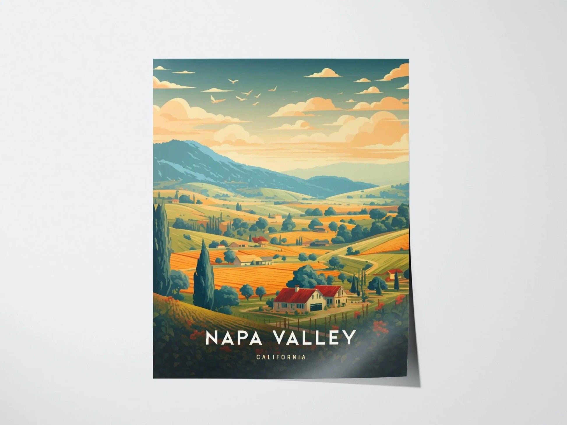 Napa Valley Travel Poster - California, Napa Valley Poster, Home Decor, Modern Travel Gift for Contemporary Housewarming Gift, Airbnb Decor - Swell Scenes
