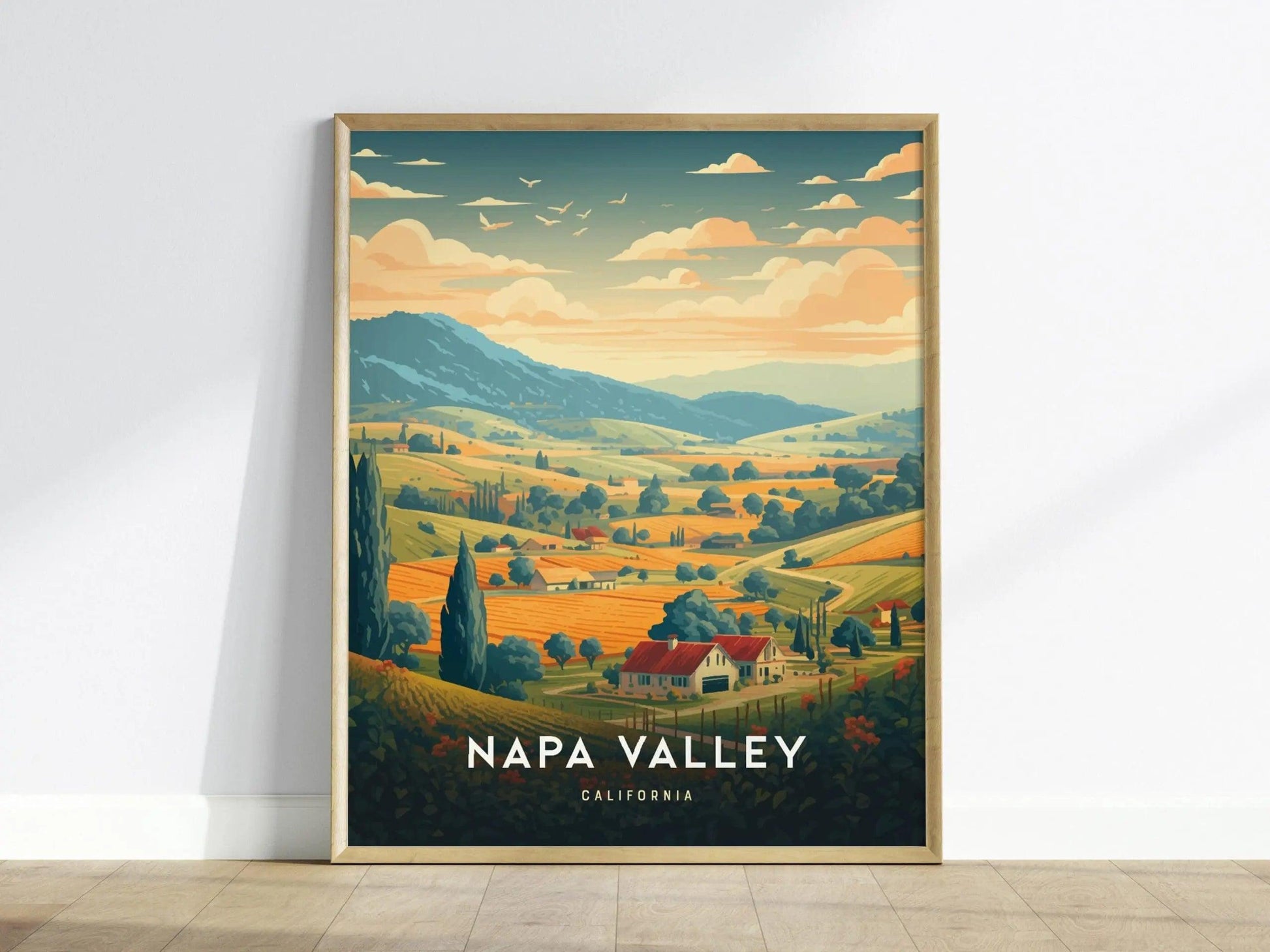 Napa Valley Travel Poster - California, Napa Valley Poster, Home Decor, Modern Travel Gift for Contemporary Housewarming Gift, Airbnb Decor - Swell Scenes