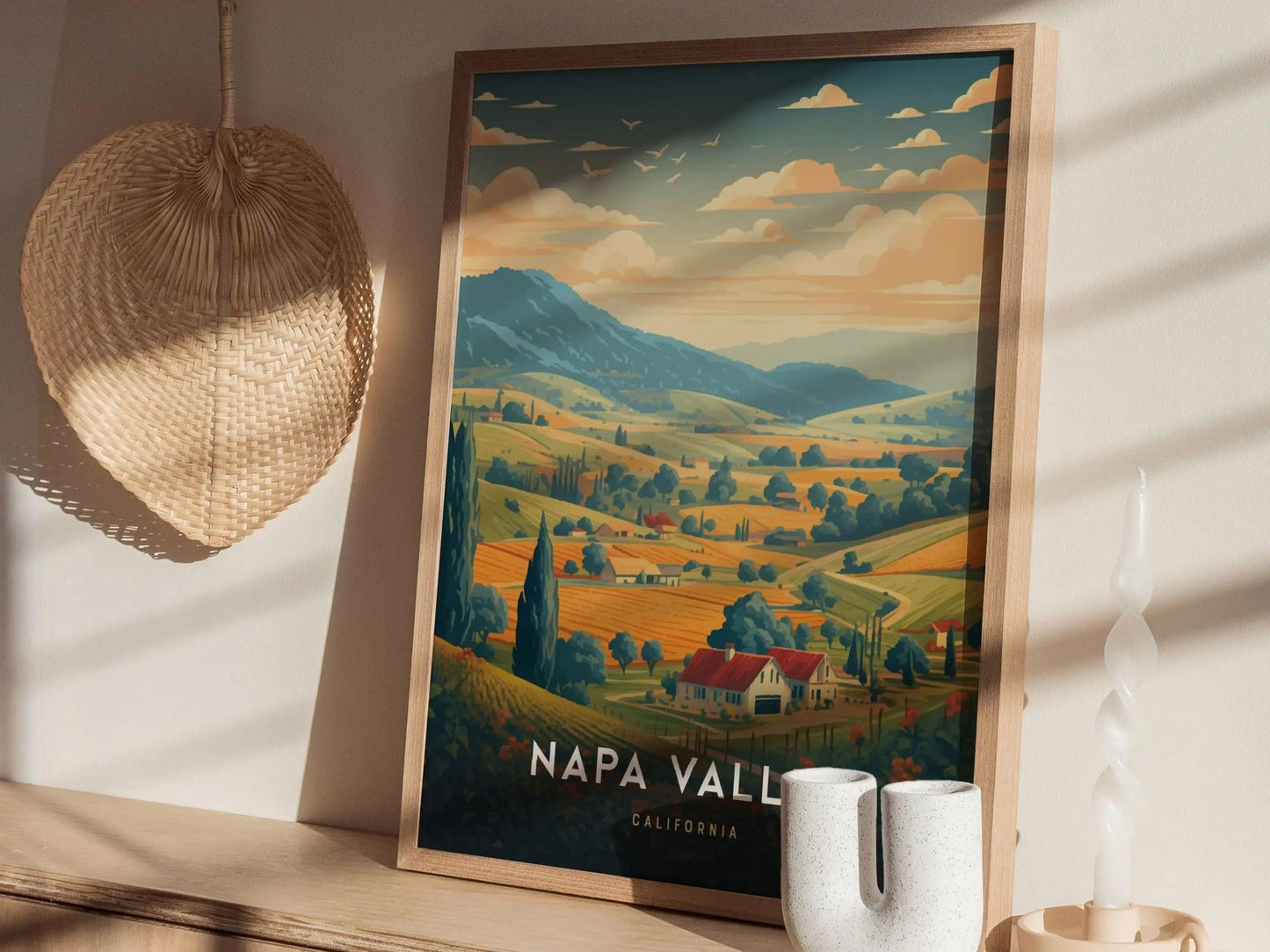 Napa Valley Travel Poster - California, Napa Valley Poster, Home Decor, Modern Travel Gift for Contemporary Housewarming Gift, Airbnb Decor - Swell Scenes