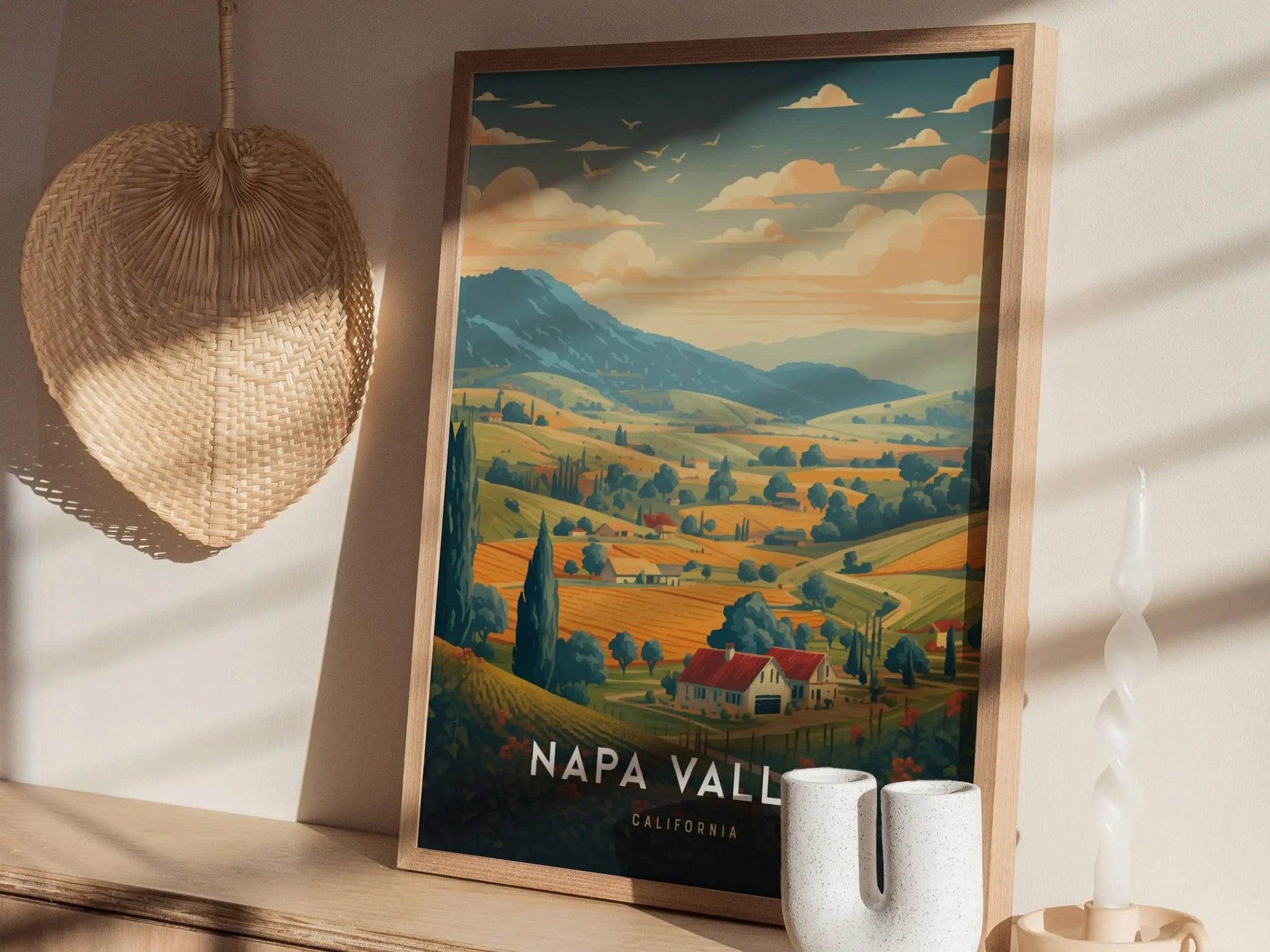 Napa Valley Travel Poster - California, Napa Valley Poster, Home Decor, Modern Travel Gift for Contemporary Housewarming Gift, Airbnb Decor - Swell Scenes