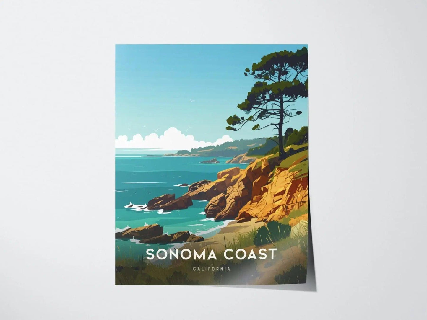 Sonoma Coast Framed Wall Art, California Travel Poster, Sonoma Wall Art, Sonoma Home Decor, Sonoma Gift, Sonoma Coast Home Decor, Airbnb Art - Swell Scenes