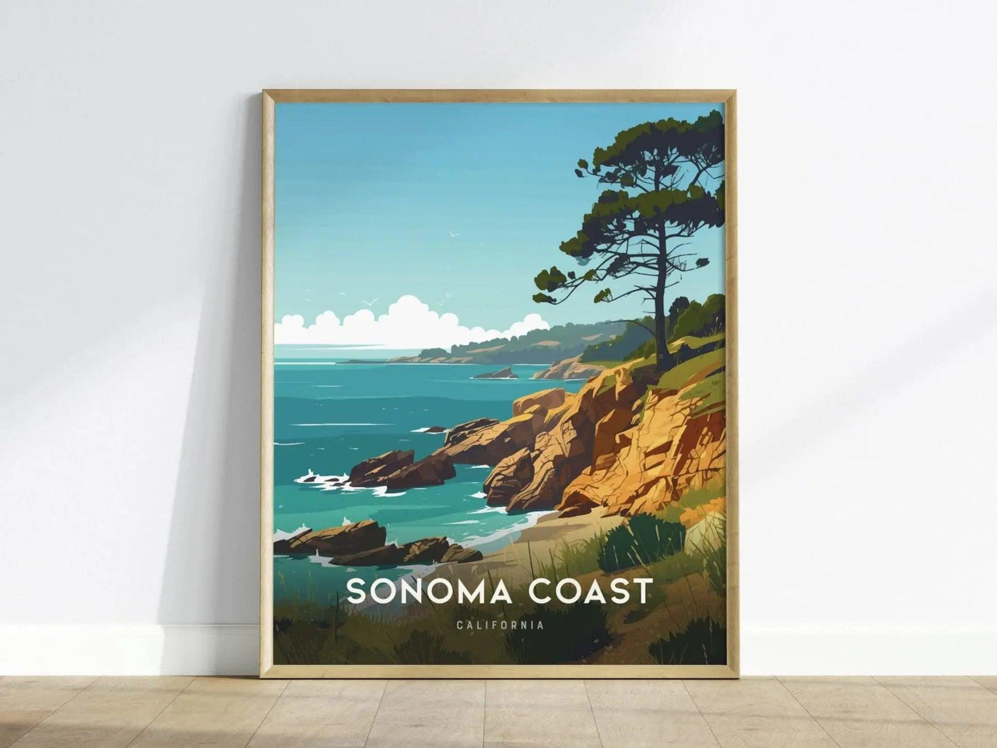 Sonoma Coast Framed Wall Art, California Travel Poster, Sonoma Wall Art, Sonoma Home Decor, Sonoma Gift, Sonoma Coast Home Decor, Airbnb Art - Swell Scenes