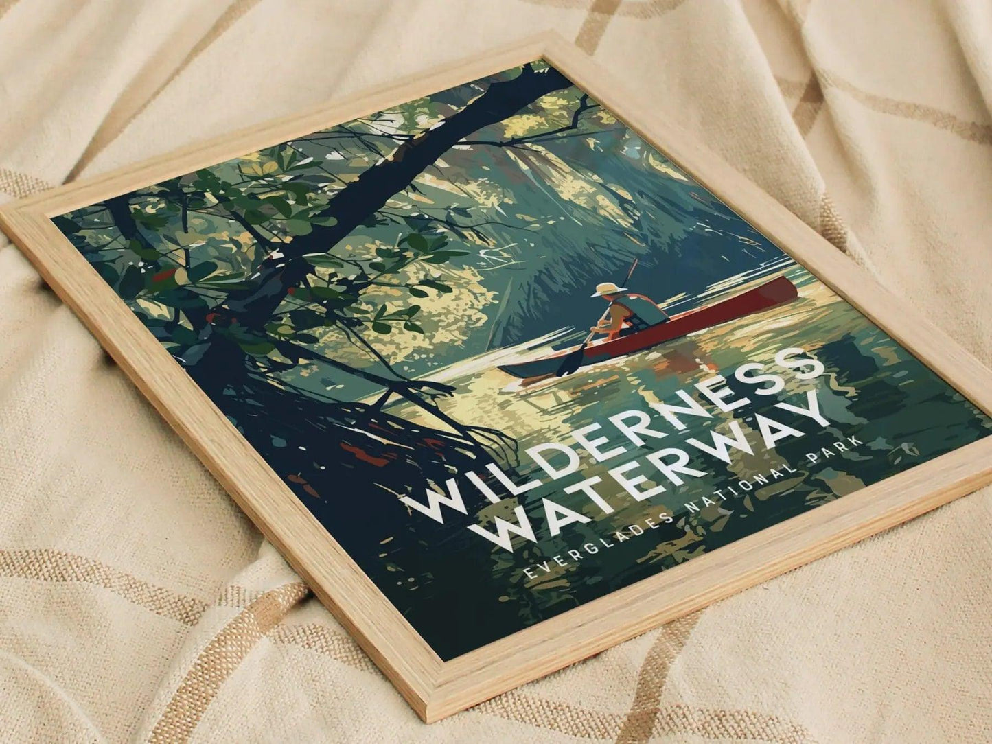 Everglades, Wilderness Waterway, National Park, Florida Framed Wall Art - Glades Canoe Kayak Adventure Poster Travel Print Home Office Decor - Swell Scenes