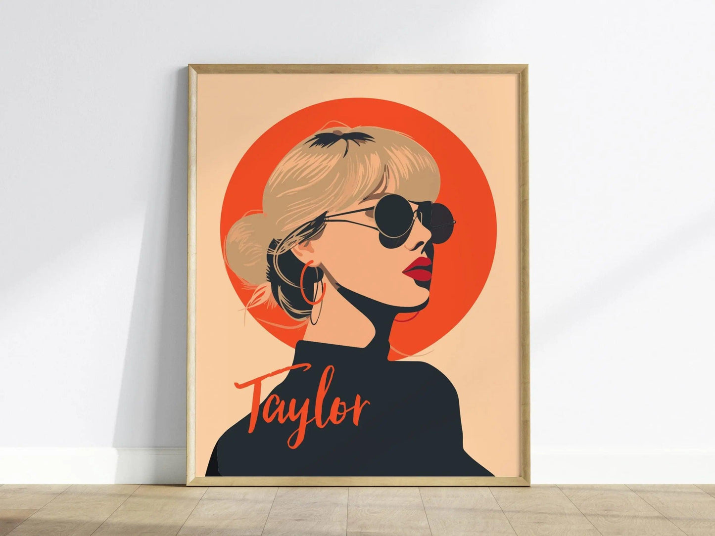 Taylor Swift Minimal Design Wall Art Poster | Pop Star Icon Fan Framed Print Female Musician Artist Portrait Eras Tour Home Decor Gift Set - Swell Scenes