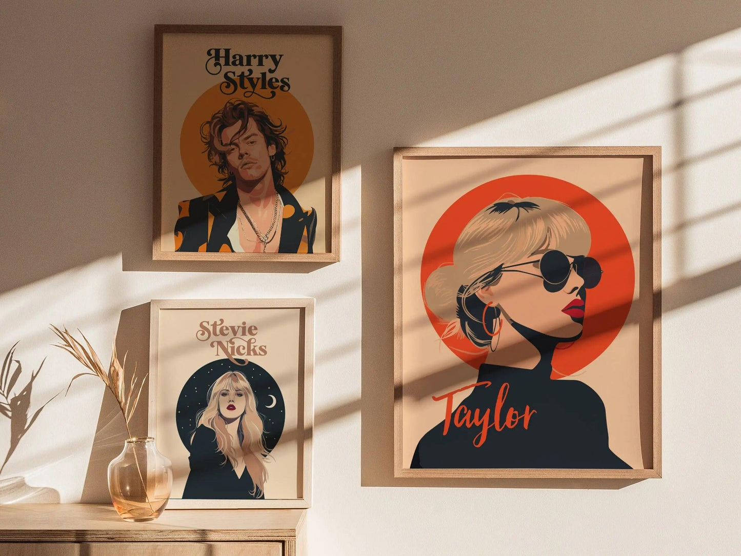 Taylor Swift Minimal Design Wall Art Poster | Pop Star Icon Fan Framed Print Female Musician Artist Portrait Eras Tour Home Decor Gift Set - Swell Scenes