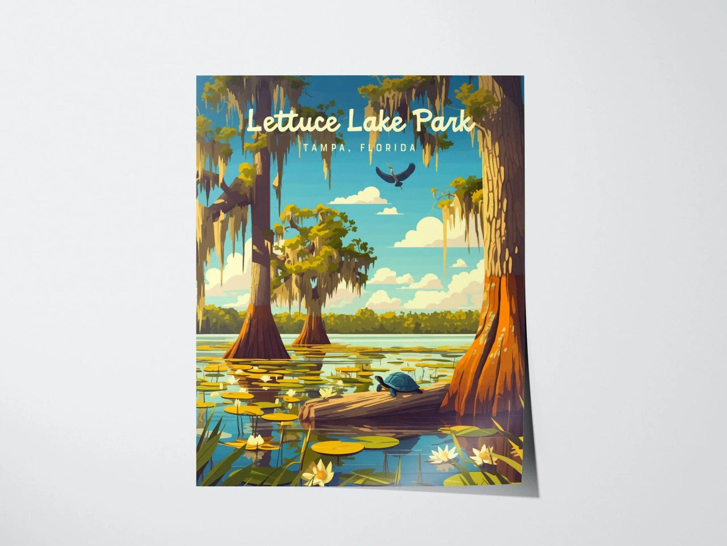 Lettuce Lake Park, Tampa, Florida Framed Wall Art, Hillsborough River Nature Conservation Poster Design Travel Print Cypress Home Decor Set - Swell Scenes