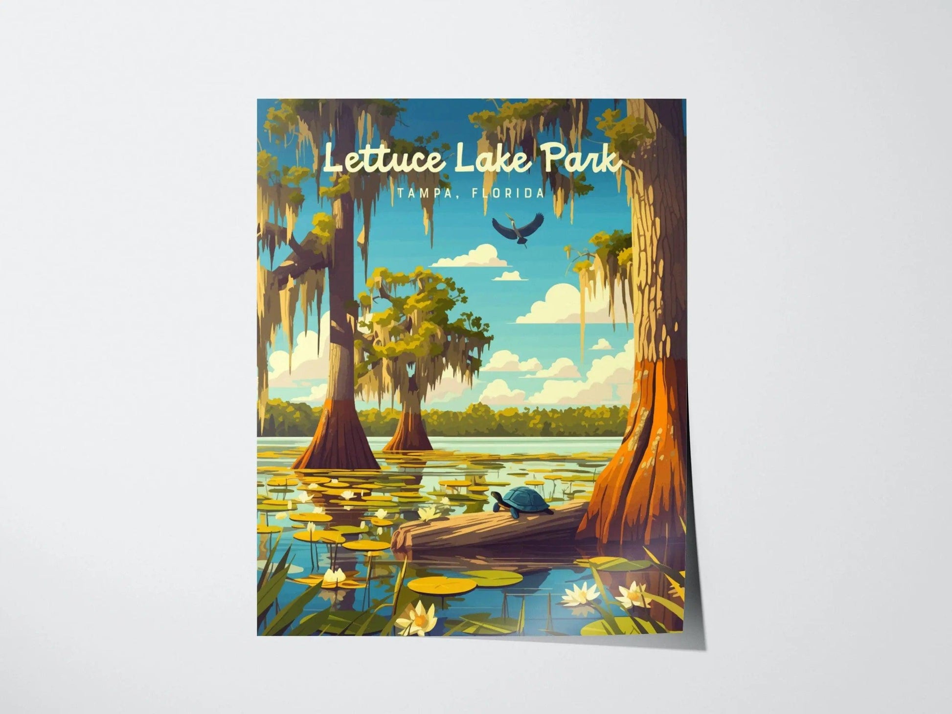 Lettuce Lake Park, Tampa, Florida Framed Wall Art, Hillsborough River Nature Conservation Poster Design Travel Print Cypress Home Decor Set - Swell Scenes