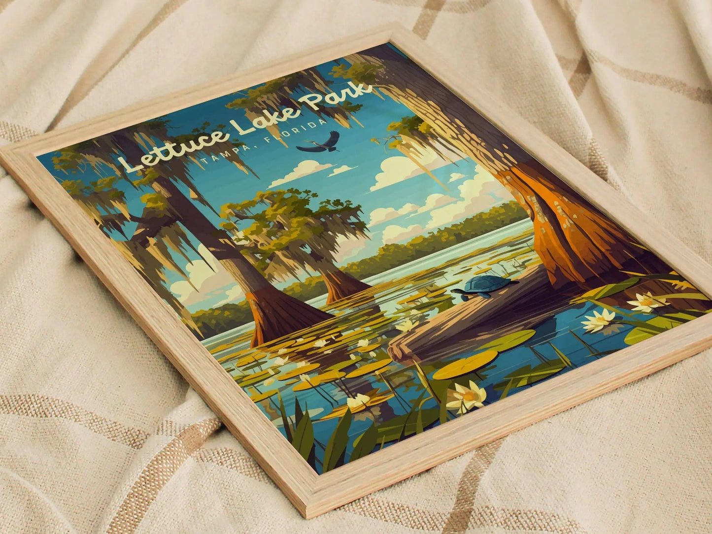 Lettuce Lake Park, Tampa, Florida Framed Wall Art, Hillsborough River Nature Conservation Poster Design Travel Print Cypress Home Decor Set - Swell Scenes