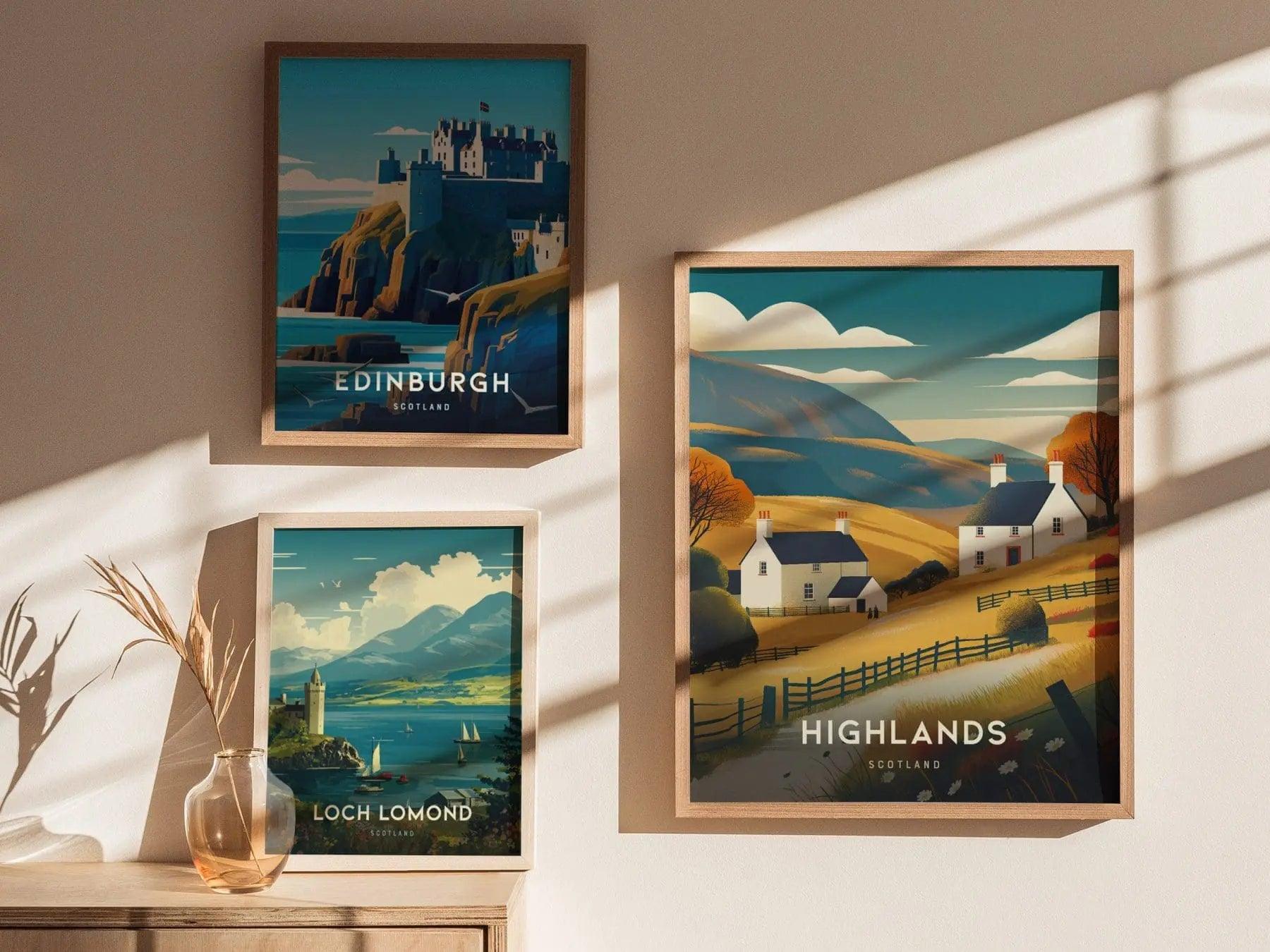 Scotland Highlands Framed Travel Print, Scottish Highlands Poster Print, Highlands Scotland Wall Art, Scotland Edinburgh Wall Home Decor Art - Swell Scenes