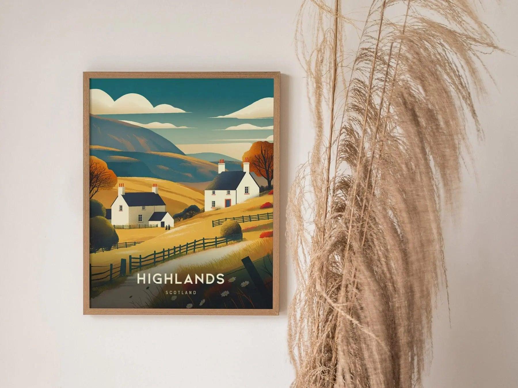 Scotland Highlands Framed Travel Print, Scottish Highlands Poster Print, Highlands Scotland Wall Art, Scotland Edinburgh Wall Home Decor Art - Swell Scenes