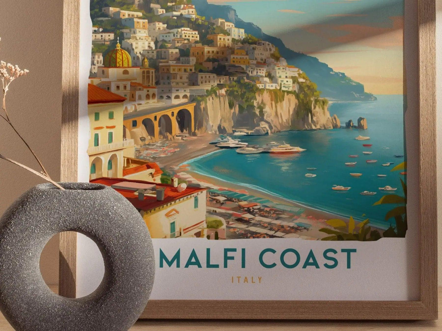Amalfi Coast Travel Print, Amalfi Wall Art Italy Travel Poster Print, Italy Amalfi City Wall Art, Italy Travel Poster, Airbnb and Home Decor - Swell Scenes