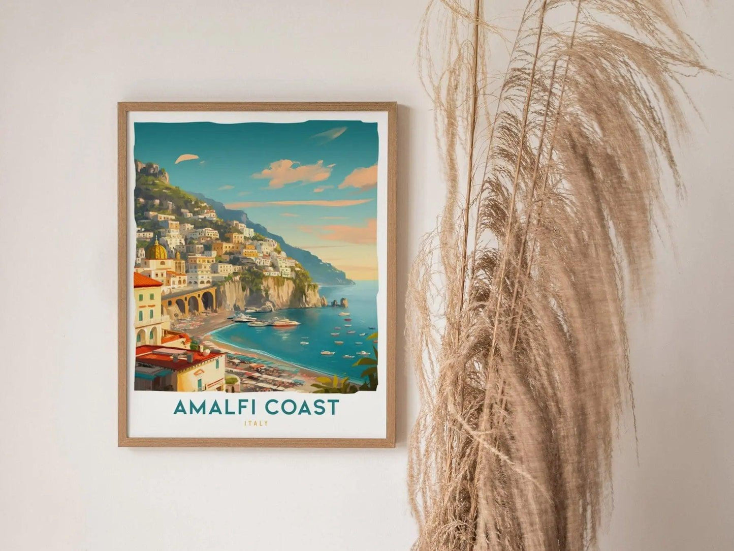 Amalfi Coast Travel Print, Amalfi Wall Art Italy Travel Poster Print, Italy Amalfi City Wall Art, Italy Travel Poster, Airbnb and Home Decor - Swell Scenes
