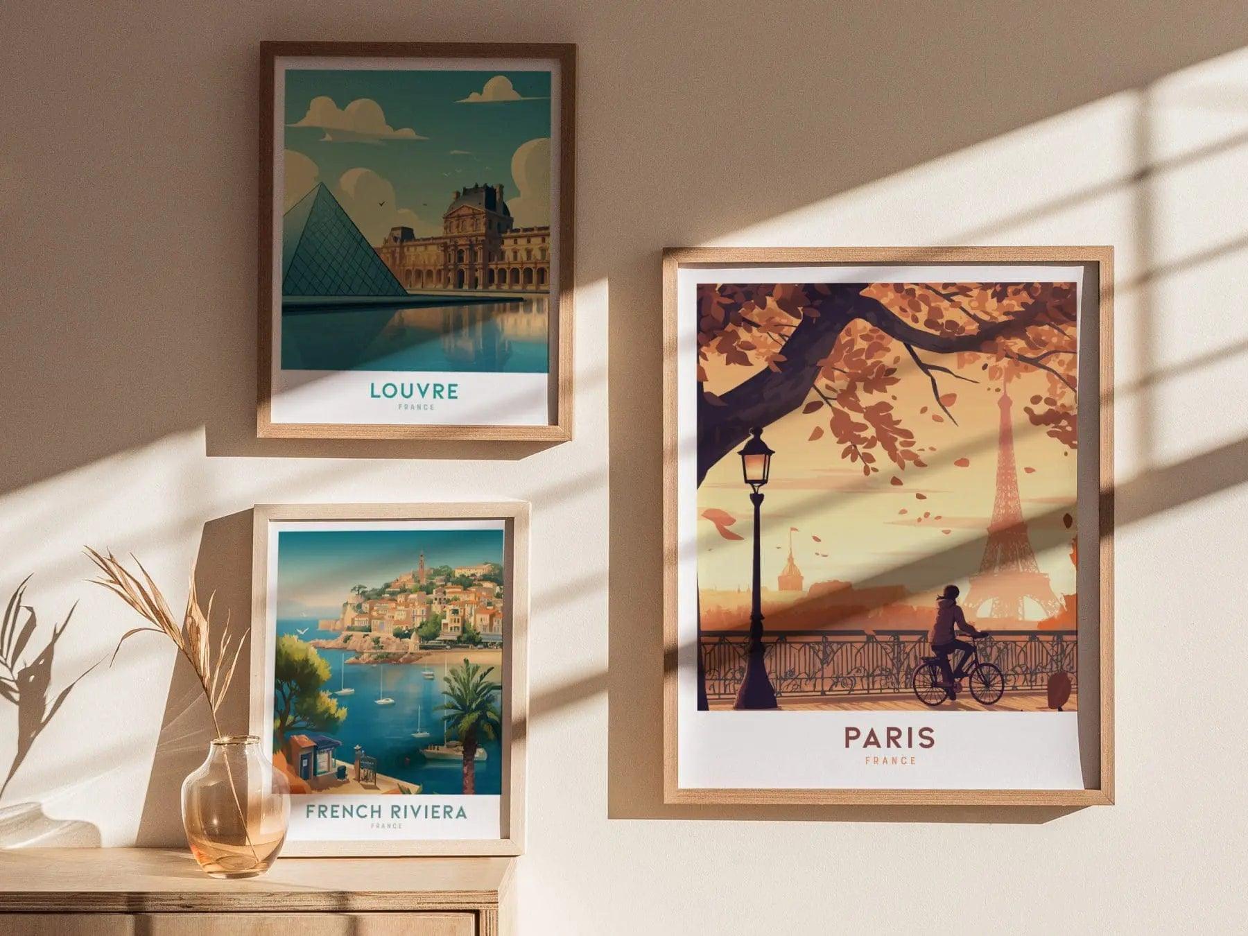 Paris Travel Print Framed Wall Art, Eiffel Tower Paris France Travel Poster, Europe Travel Poster, Traveler Home Decor, France Traveler Gift - Swell Scenes