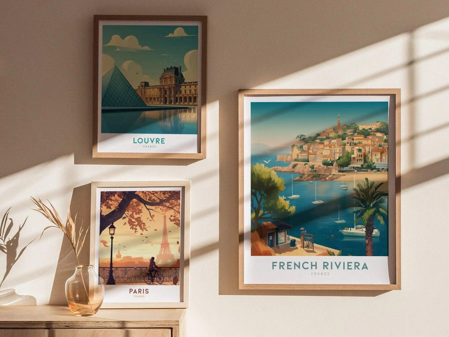 French Riviera Framed Wall Art Travel Print, Côte d'Azur Poster Print, Côte d'Azur Coastline Wall Art, Sailing and Travel Art, Home Decor - Swell Scenes