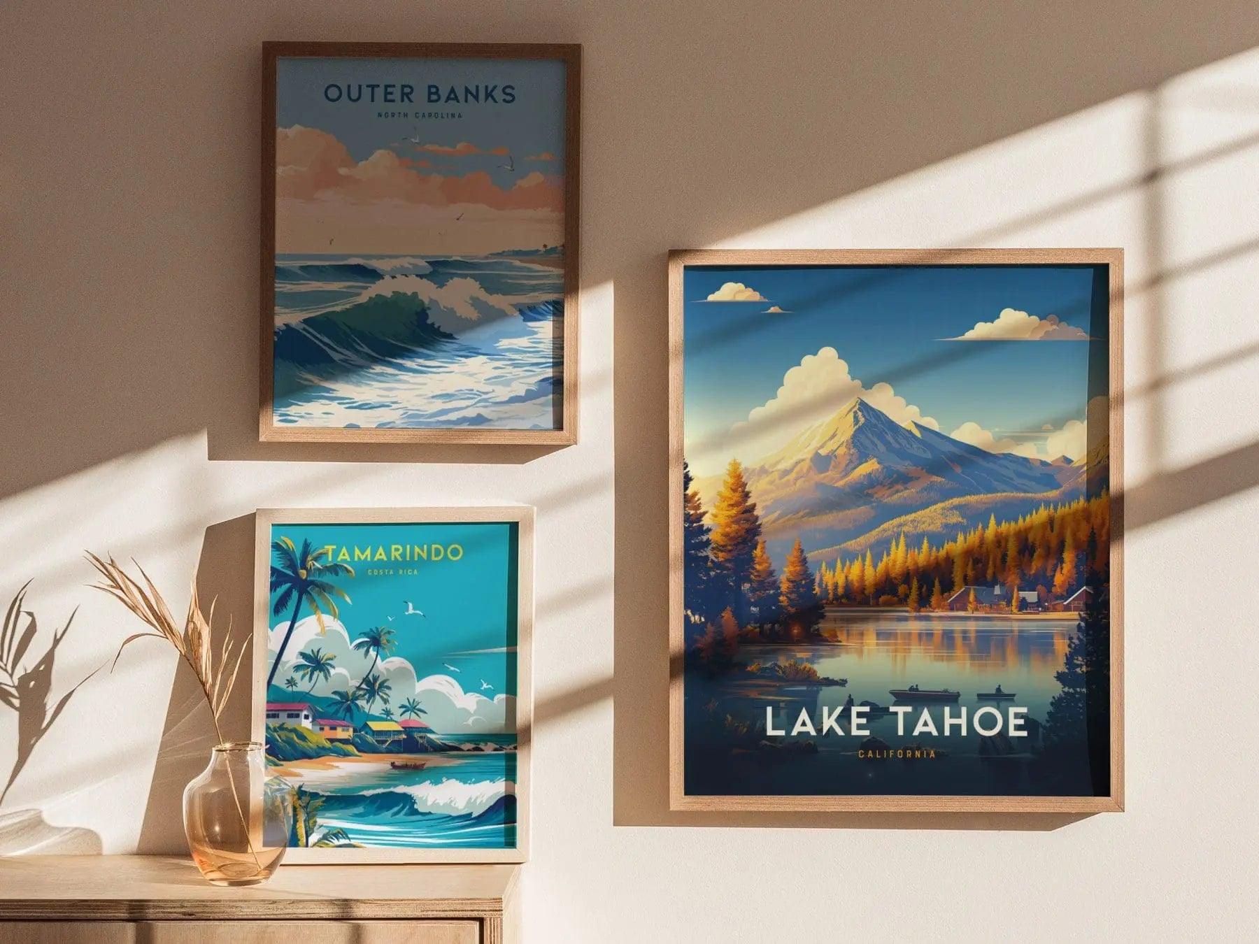 Lake Tahoe National Park Framed Wall Art, Lake Tahoe Poster, Tahoe State Park Wall Art, Tahoe Travel Print, Travel Gift, Airbnb Wall Decor - Swell Scenes