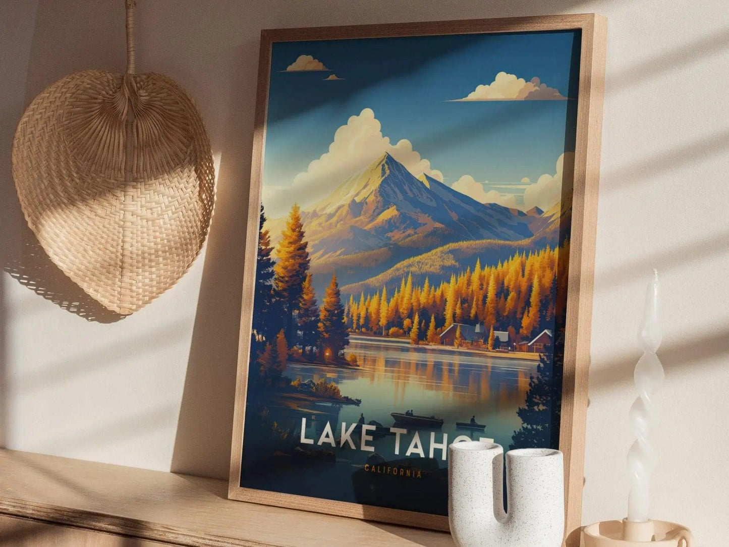 Lake Tahoe National Park Framed Wall Art, Lake Tahoe Poster, Tahoe State Park Wall Art, Tahoe Travel Print, Travel Gift, Airbnb Wall Decor - Swell Scenes