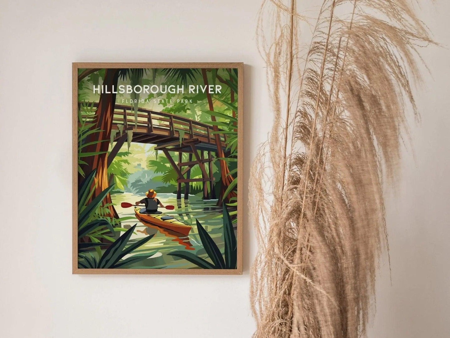 Hillsborough River State Park, Florida Framed Wall Art | Kayaking Tampa Lakeland Travel Design Print Central FL Outdoors Home Decor Set - Swell Scenes