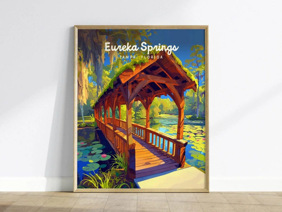 Eureka Springs Park, Tampa, Florida Framed Wall Art | Hillsborough Nature Forest Design Travel Print Central FL Outdoors Home Decor Set - Swell Scenes