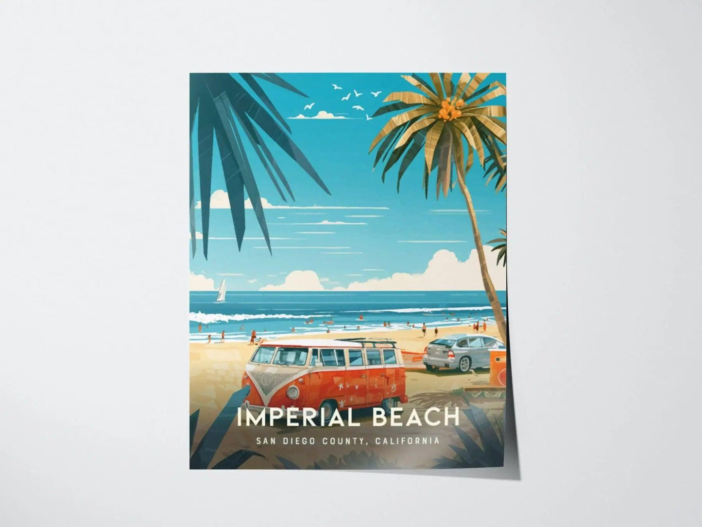 Imperial Beach Framed Wall Art, Imperial Beach California Art, Imperial Beach Art Print, Imperial Beach Poster, Airbnb Coastal Wall Decor - Swell Scenes