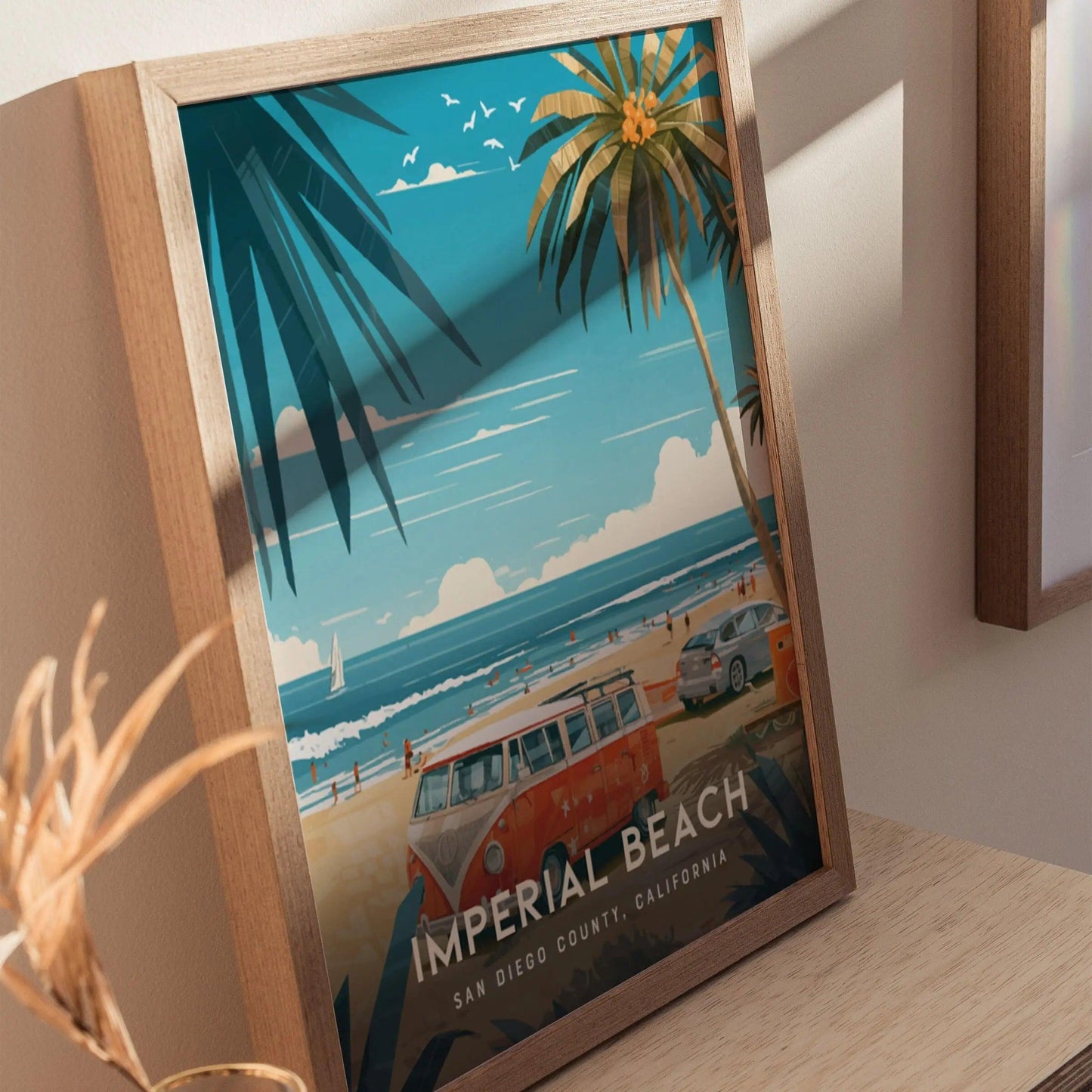 Imperial Beach Framed Wall Art, Imperial Beach California Art, Imperial Beach Art Print, Imperial Beach Poster, Airbnb Coastal Wall Decor - Swell Scenes