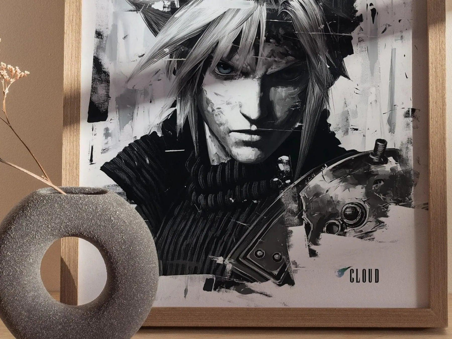 Cloud Final Fantasy VII Framed Wall Art - Limited Edition Fine Art Print, FF7 Poster, Final Fantasy VII Rebirth, Gamer Gift, Home Decor - Swell Scenes