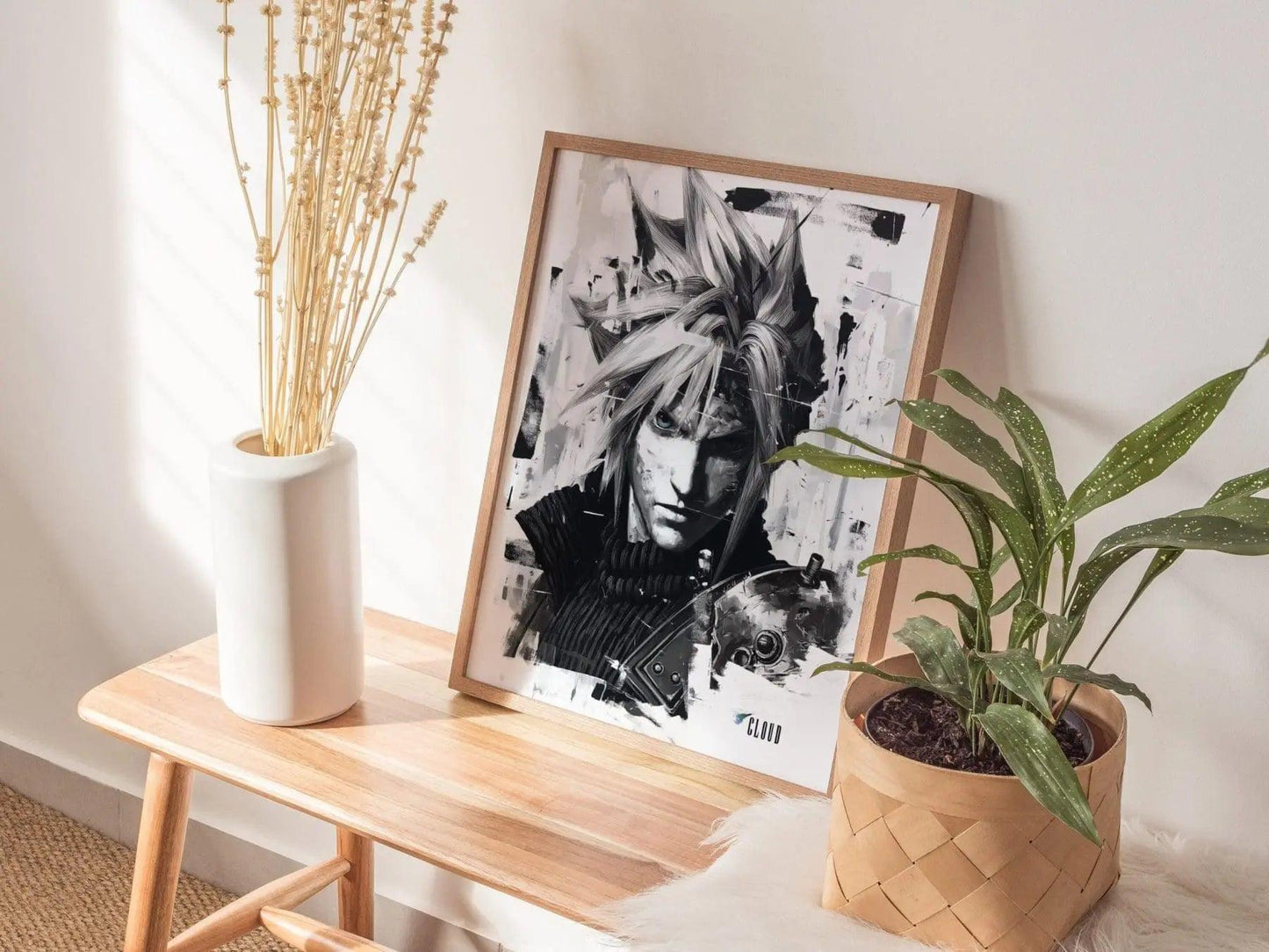 Cloud Final Fantasy VII Framed Wall Art - Limited Edition Fine Art Print, FF7 Poster, Final Fantasy VII Rebirth, Gamer Gift, Home Decor - Swell Scenes