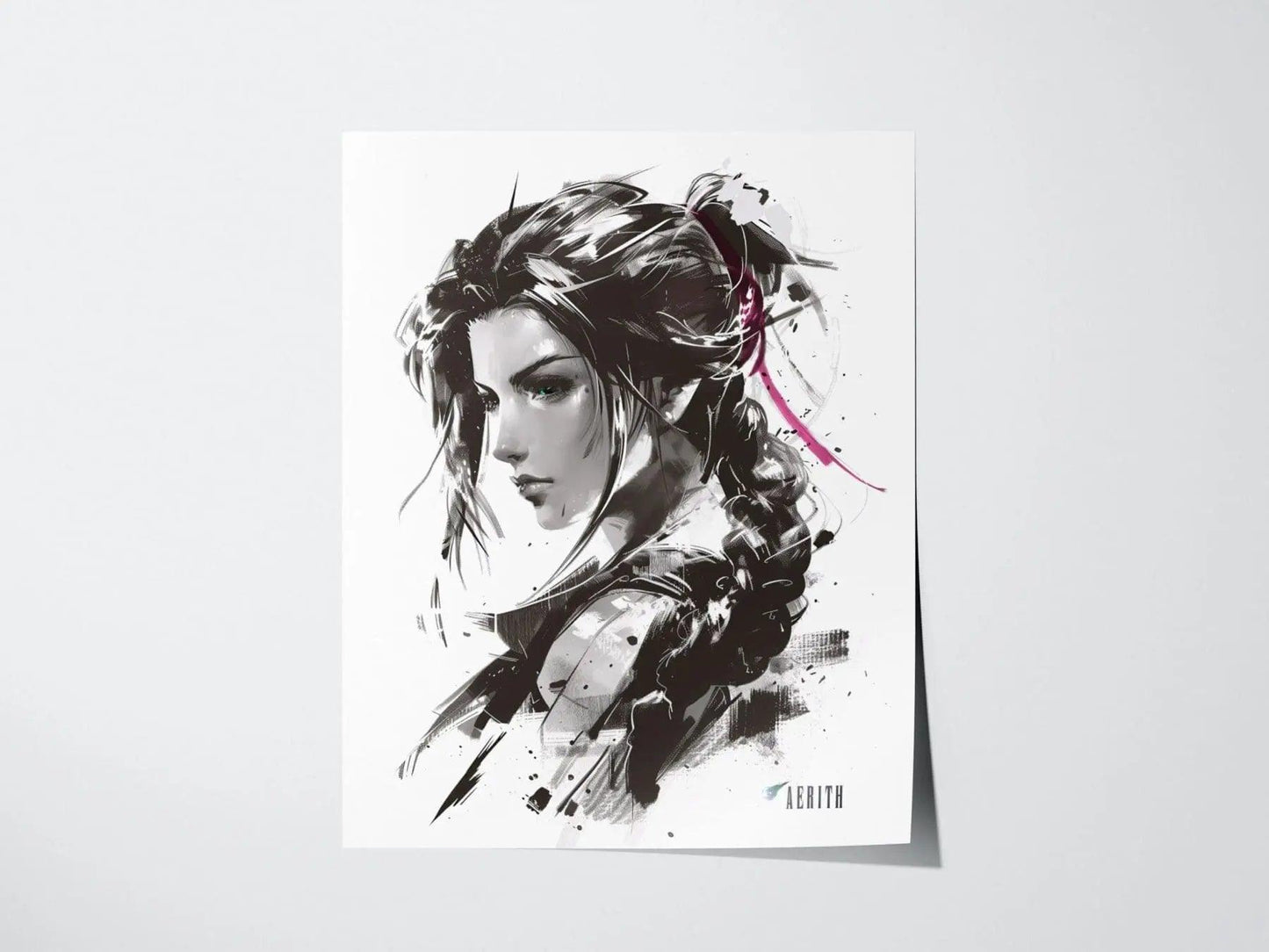 Aerith Final Fantasy VII Framed Wall Art - Limited Edition Aerith Print, FF7 Poster, Final Fantasy VII Rebirth, Gamer Gift, Office Decor - Swell Scenes