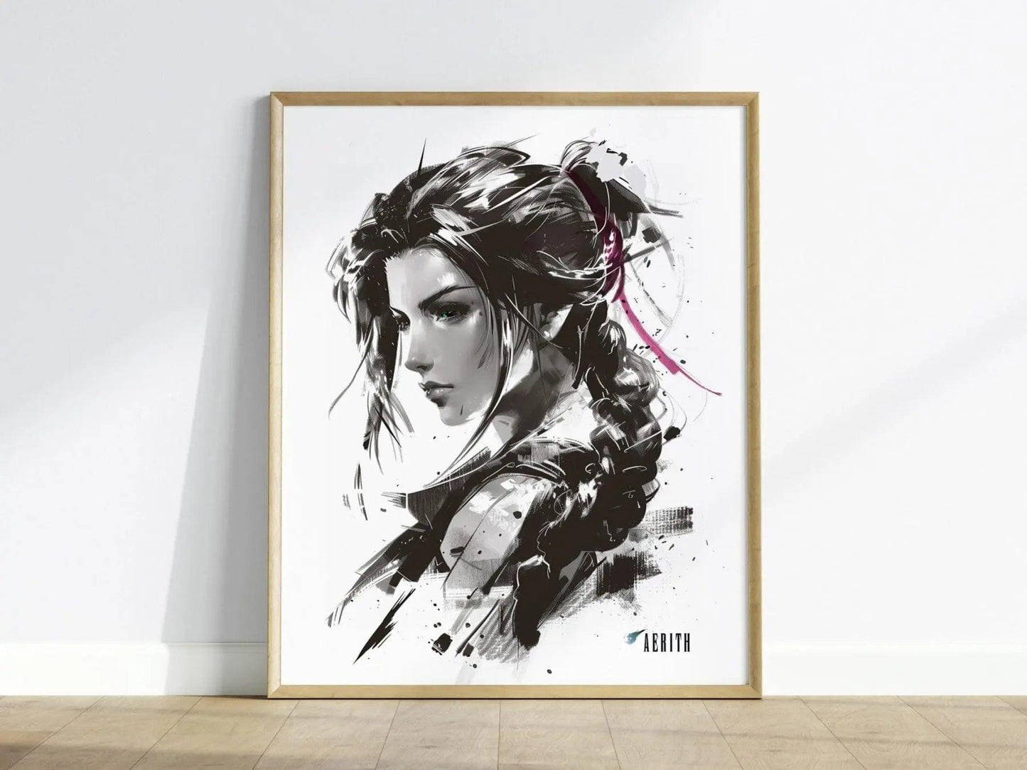 Aerith Final Fantasy VII Framed Wall Art - Limited Edition Aerith Print, FF7 Poster, Final Fantasy VII Rebirth, Gamer Gift, Office Decor - Swell Scenes