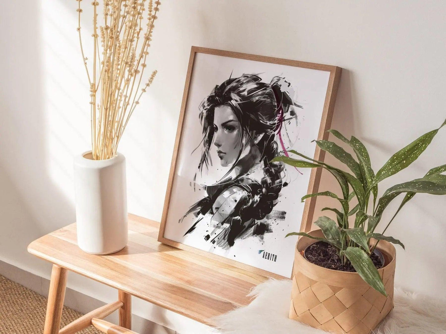 Aerith Final Fantasy VII Framed Wall Art - Limited Edition Aerith Print, FF7 Poster, Final Fantasy VII Rebirth, Gamer Gift, Office Decor - Swell Scenes