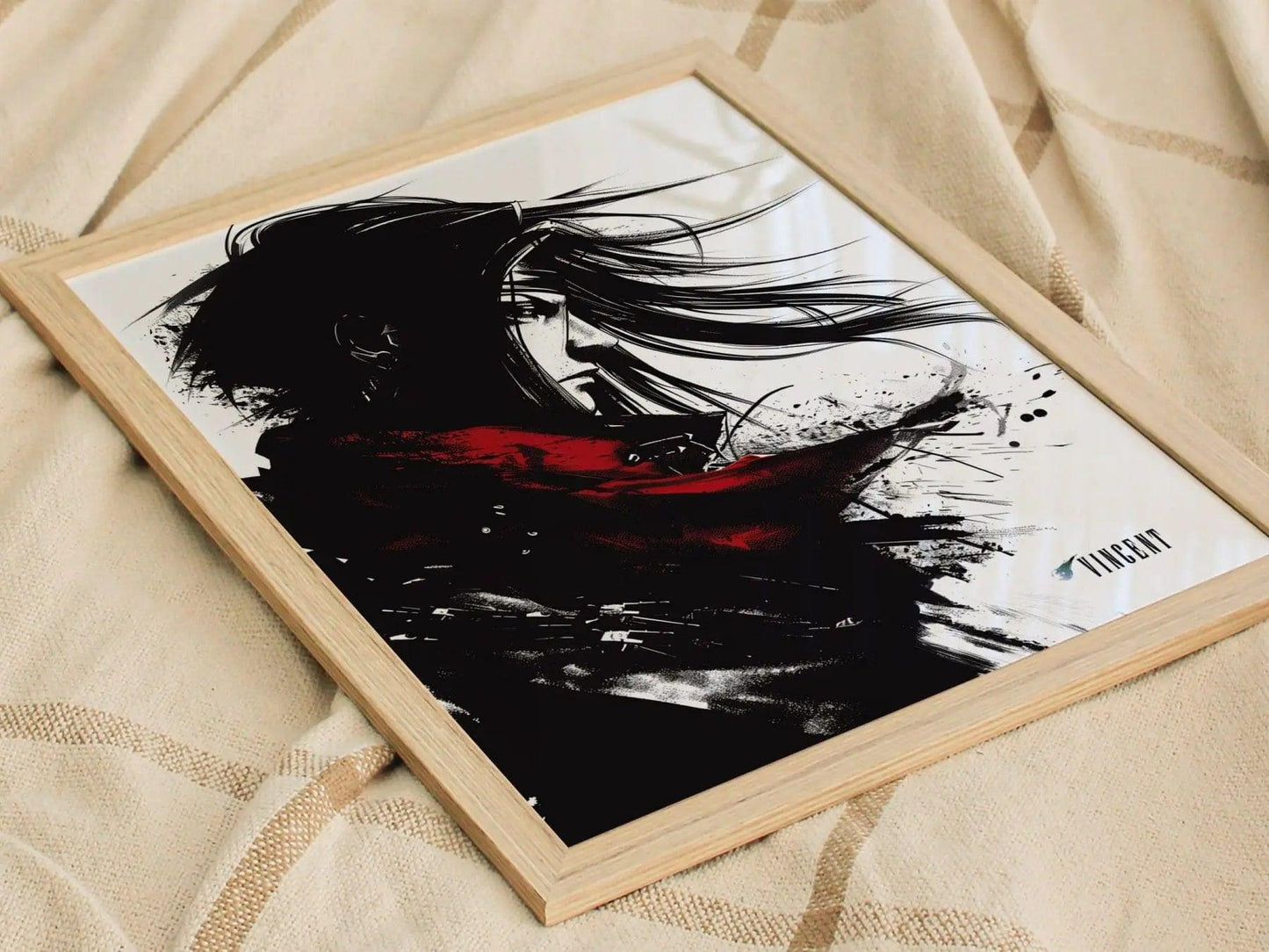 Vincent Final Fantasy VII Framed Wall Art - Limited Edition Print, FF7 Vincent Valentine Poster, Final Fantasy VII Rebirth, Gamer Decor Art - Swell Scenes