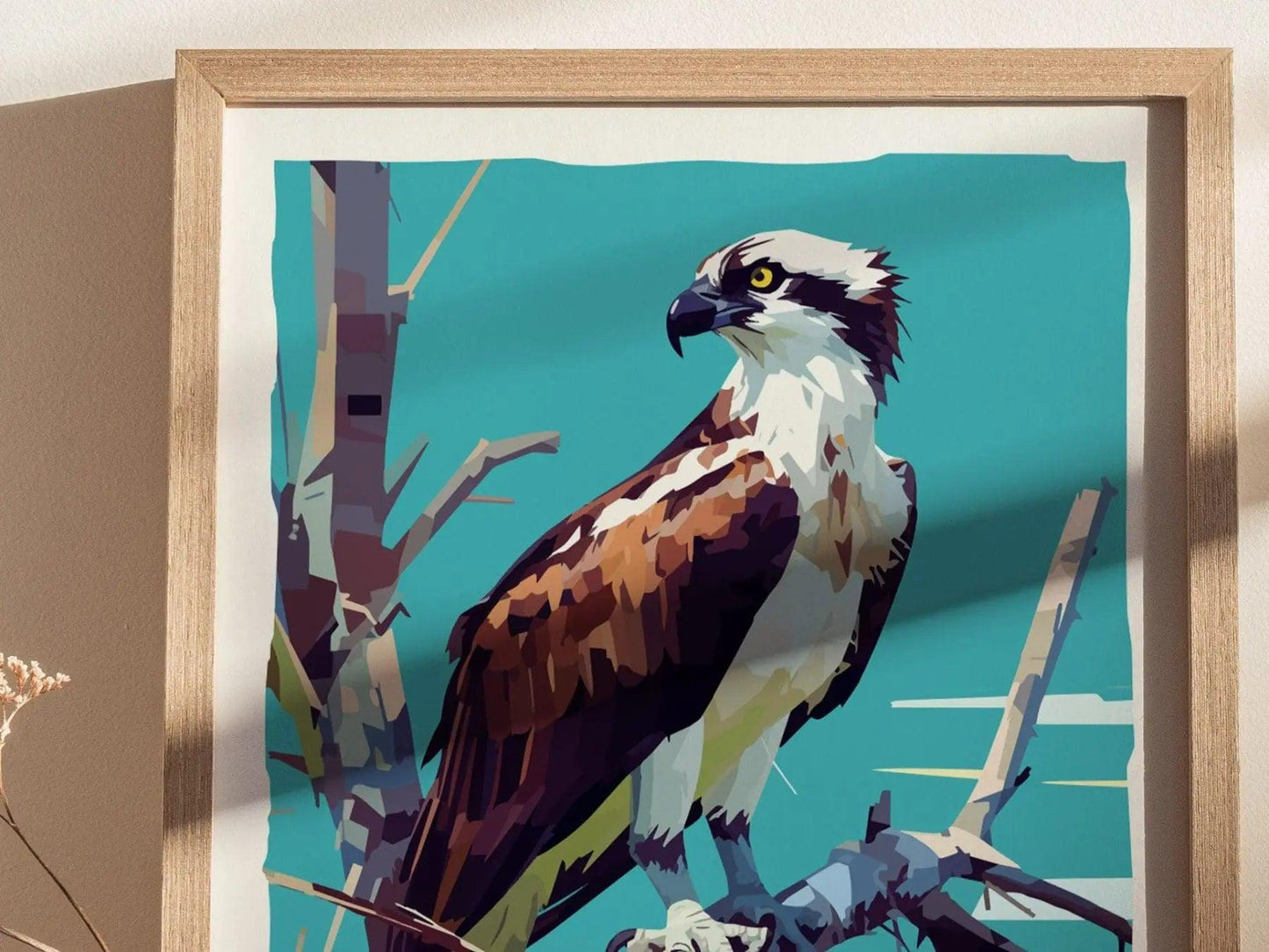 Osprey, Florida Birds Wildlife Framed Wall Art - Fish Hawk Tropical Bird Of Prey Poster Design Travel Print Home Beach Cottage Decor Set - Swell Scenes