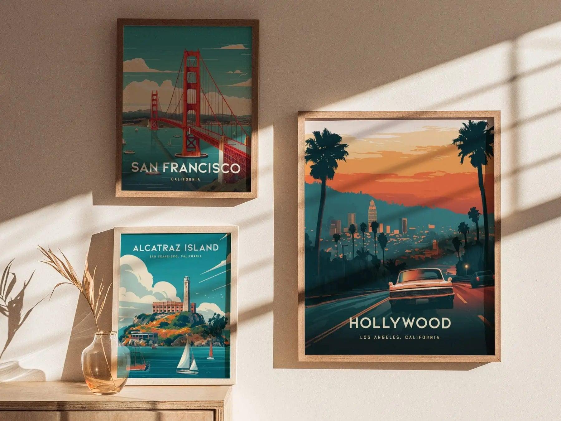Hollywood Framed Travel Poster, Hollywood Los Angeles Poster Print, Hollywood Custom Travel Print, Personalized Travel Poster, Home Decor - Swell Scenes