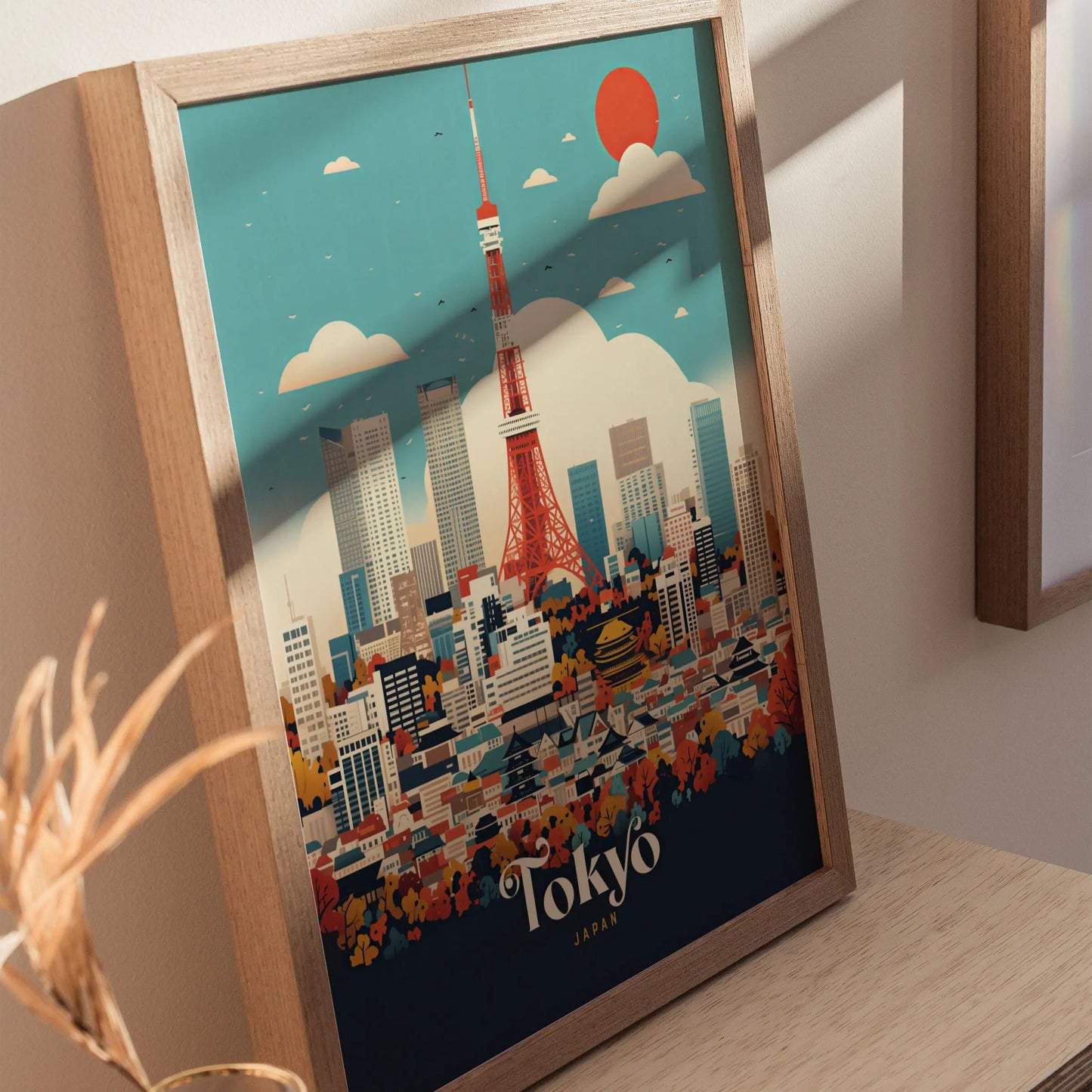 Tokyo Tower City Japan Asia Framed Travel Print, Japan Tokyo Travel Poster, Tokyo City Wall Art, Japan Fuji Mountain Travel, Airbnb Decor - Swell Scenes