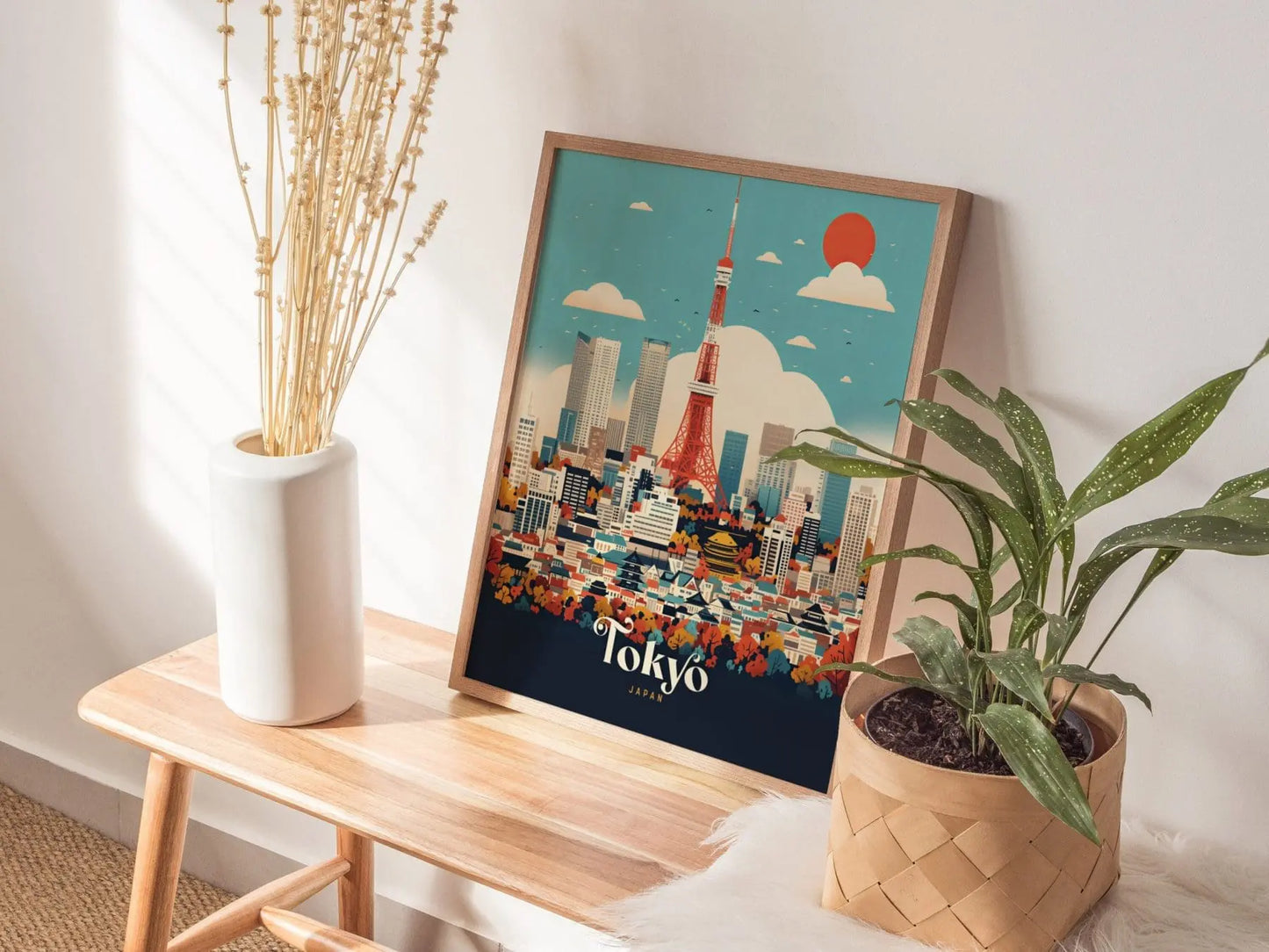 Tokyo Tower City Japan Asia Framed Travel Print, Japan Tokyo Travel Poster, Tokyo City Wall Art, Japan Fuji Mountain Travel, Airbnb Decor - Swell Scenes