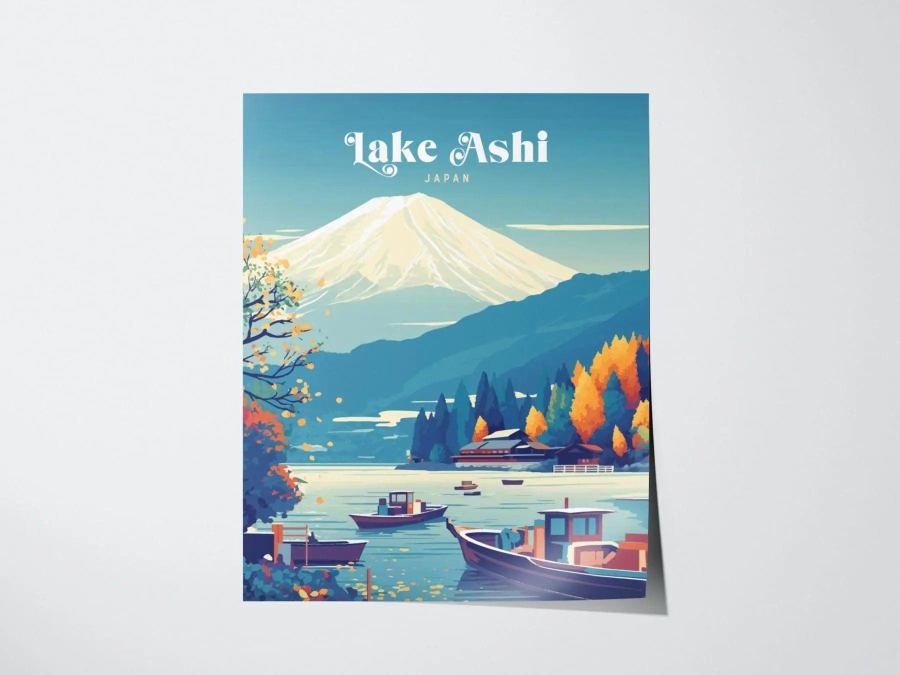 Lake Ashi Hakone Japan Wall Art Travel, Tokyo Mount Fuji Wall Art, Japanese Poster, Japanese Print, Japanese Travel Poster Airbnb Home Decor - Swell Scenes