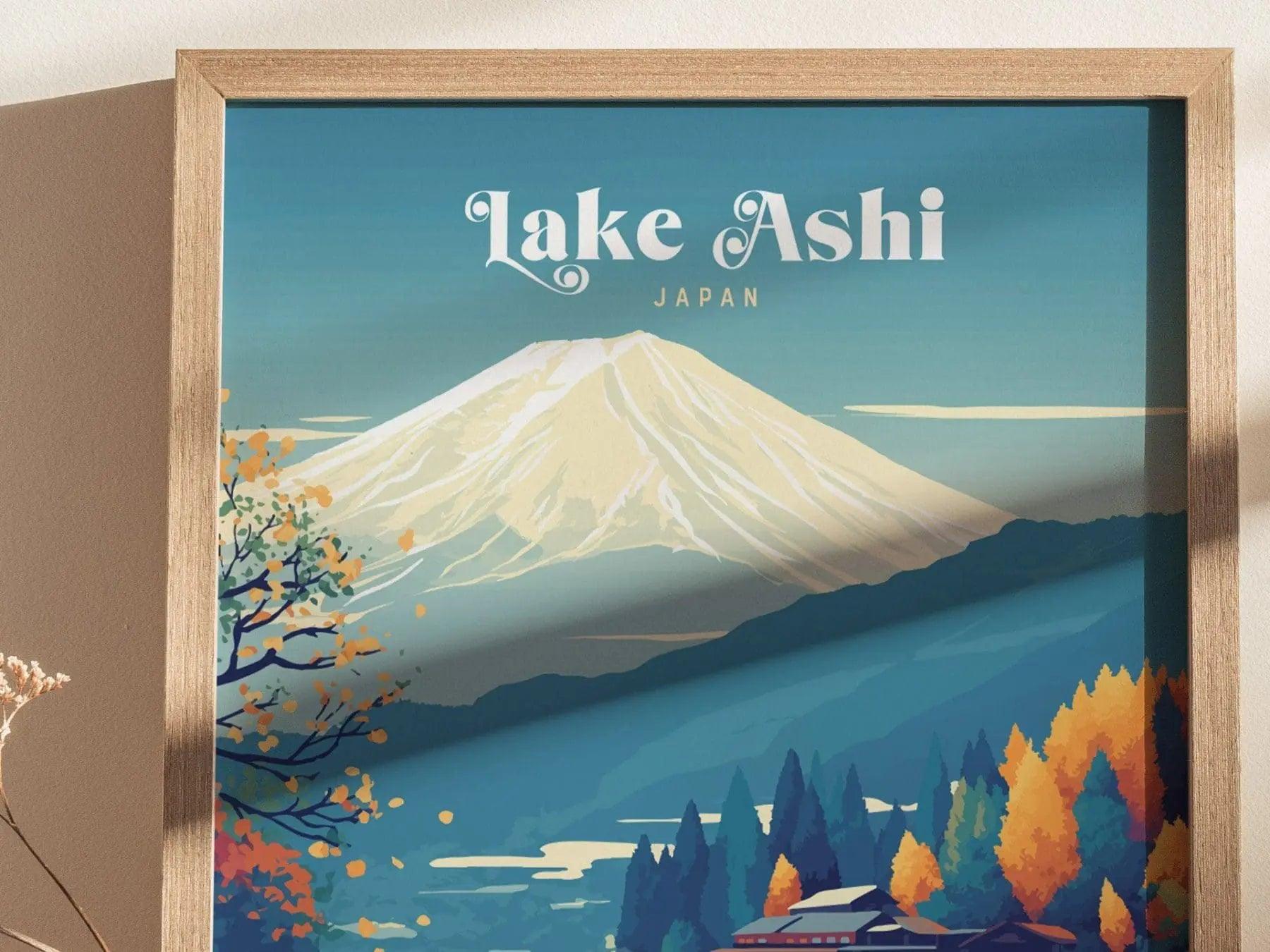 Lake Ashi Hakone Japan Wall Art Travel, Tokyo Mount Fuji Wall Art, Japanese Poster, Japanese Print, Japanese Travel Poster Airbnb Home Decor - Swell Scenes