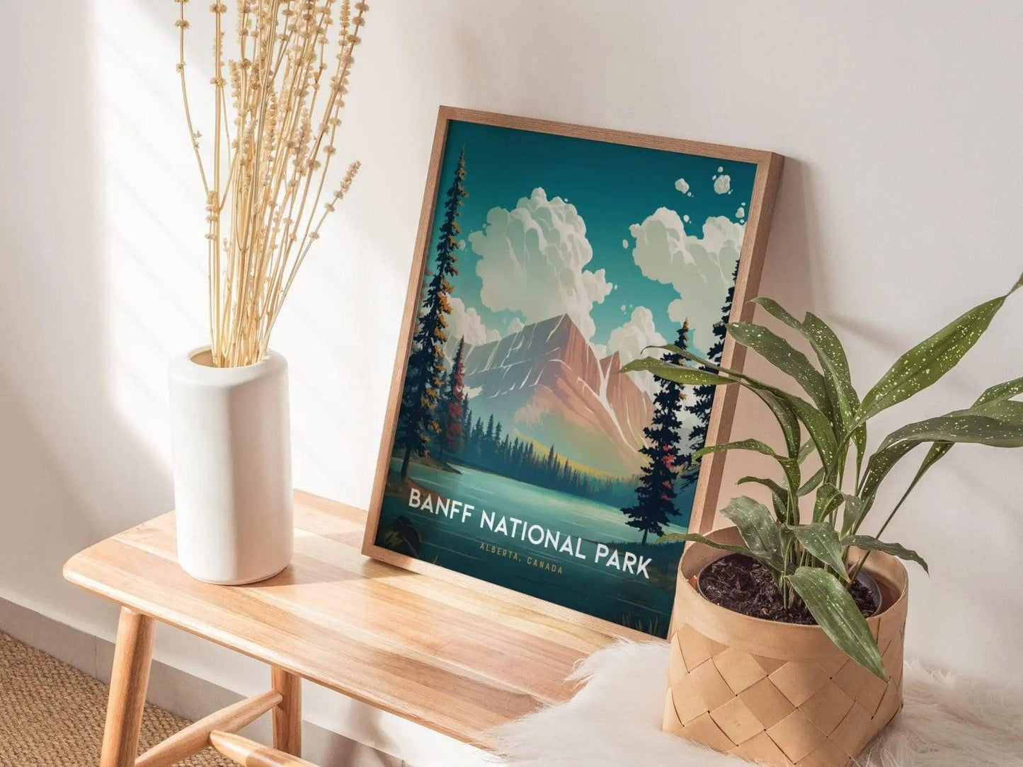 Banff National Park Travel Poster, Banff Canada Poster, Canada National Parks Travel Wall Art Print, Custom Travel Poster, Airbnb Wall Decor - Swell Scenes