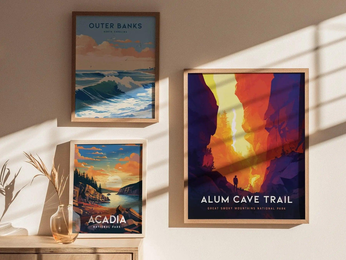 Great Smoky Travel Poster, Alum Cave Trail Great Smoky National Park Poster, National Parks Travel Wall Art Print, Custom Travel Poster - Swell Scenes
