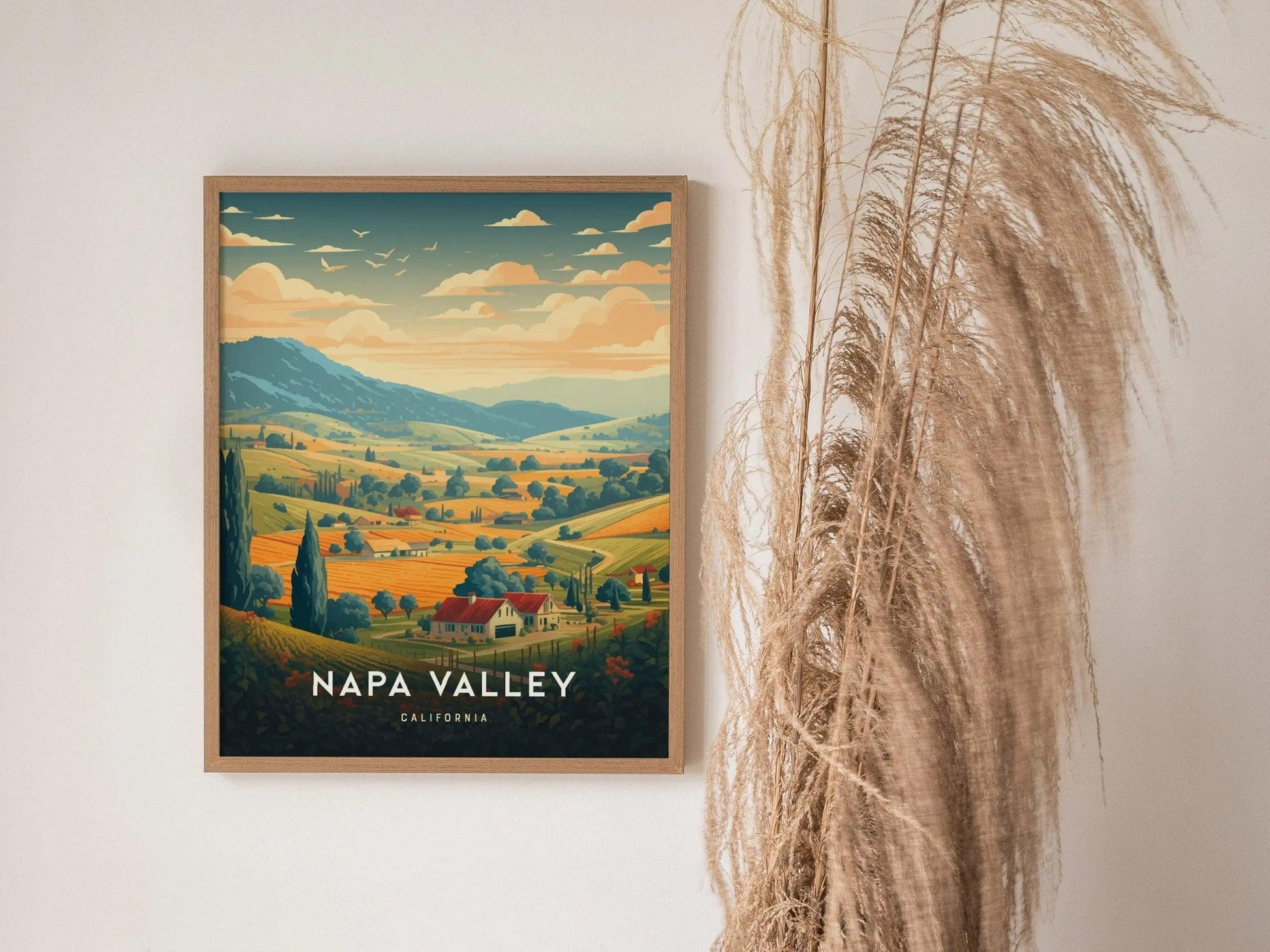 Napa Valley Travel Poster - California, Napa Valley Poster, Home Decor, Modern Travel Gift for Contemporary Housewarming Gift, Airbnb Decor - Swell Scenes