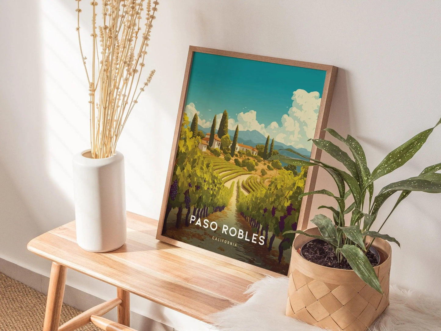 Paso Robles California Wine Country Wall Art | Paso Robles Framed Artwork Poster, Travel Winery Vineyard SoCal Home Gift Decor, Airbnb Decor - Swell Scenes