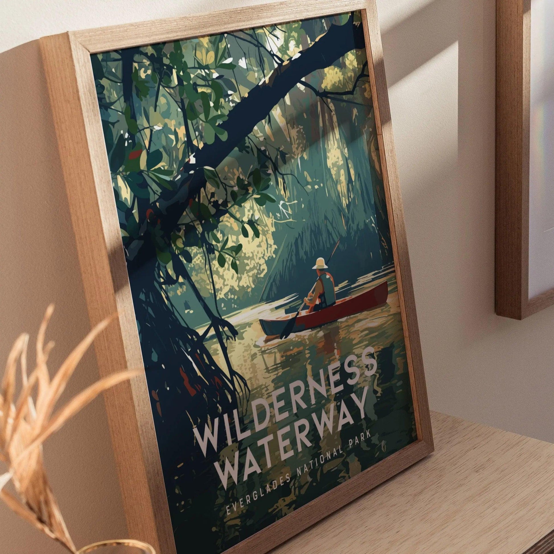 Everglades, Wilderness Waterway, National Park, Florida Framed Wall Art - Glades Canoe Kayak Adventure Poster Travel Print Home Office Decor - Swell Scenes