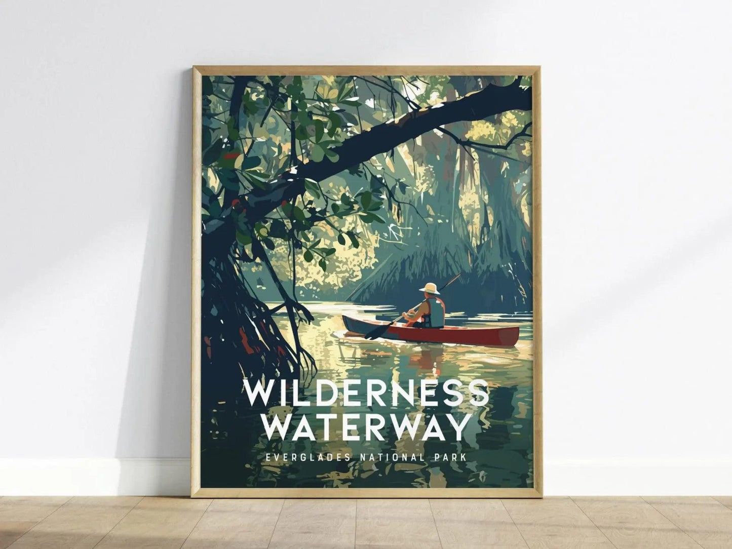Everglades, Wilderness Waterway, National Park, Florida Framed Wall Art - Glades Canoe Kayak Adventure Poster Travel Print Home Office Decor - Swell Scenes