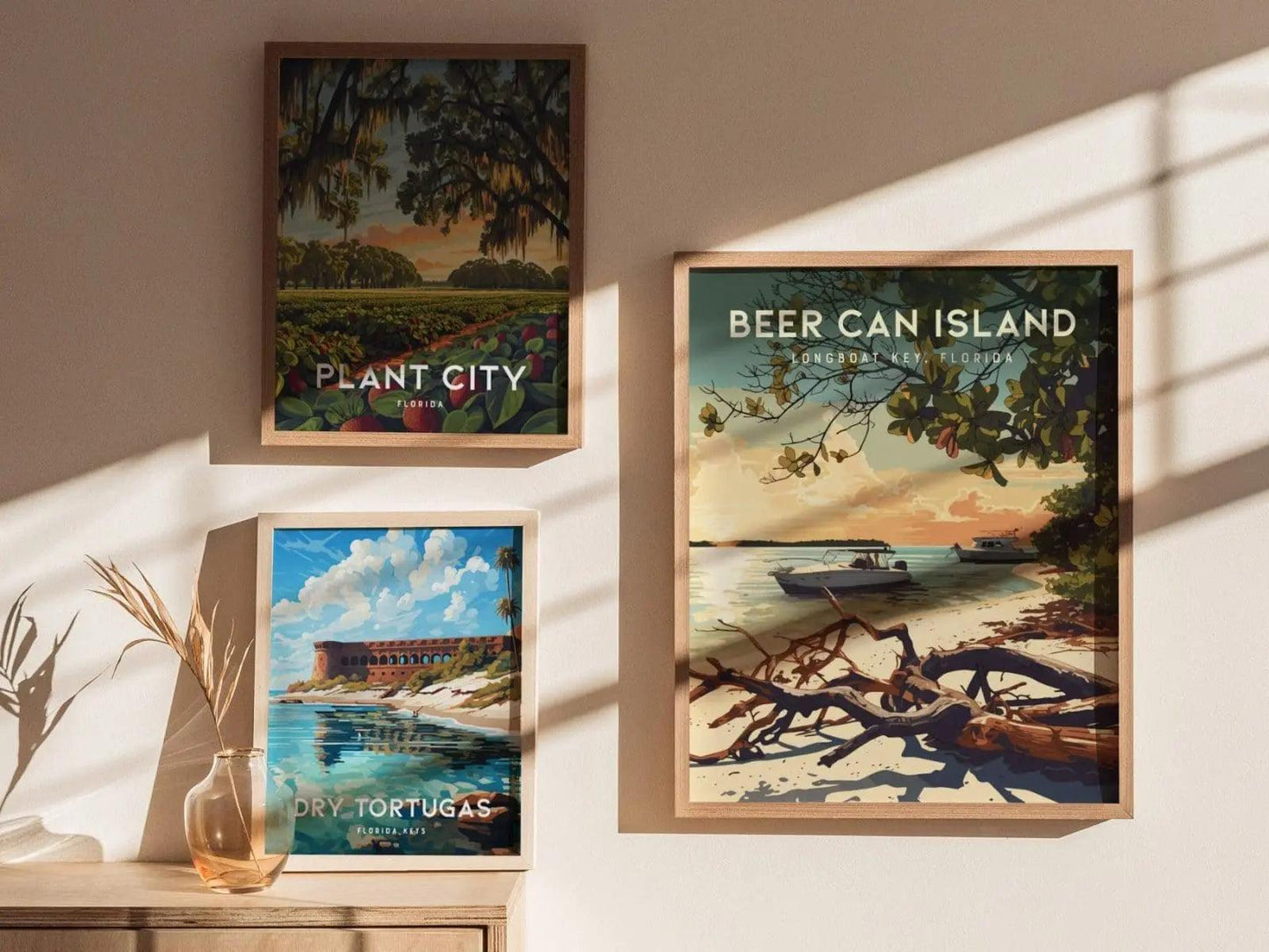 Beer Can Island, Longboat Key, Florida Framed Wall Art - Sarasota Anna Maria Boating Adventure Poster Travel Print Home Office Beach Decor - Swell Scenes