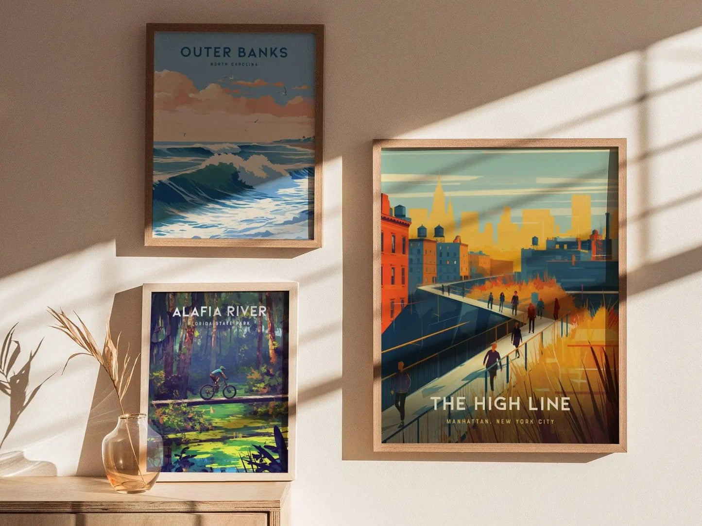 High Line NYC wall art displayed in modern apartment with Manhattan elevated park and Chelsea urban design decor